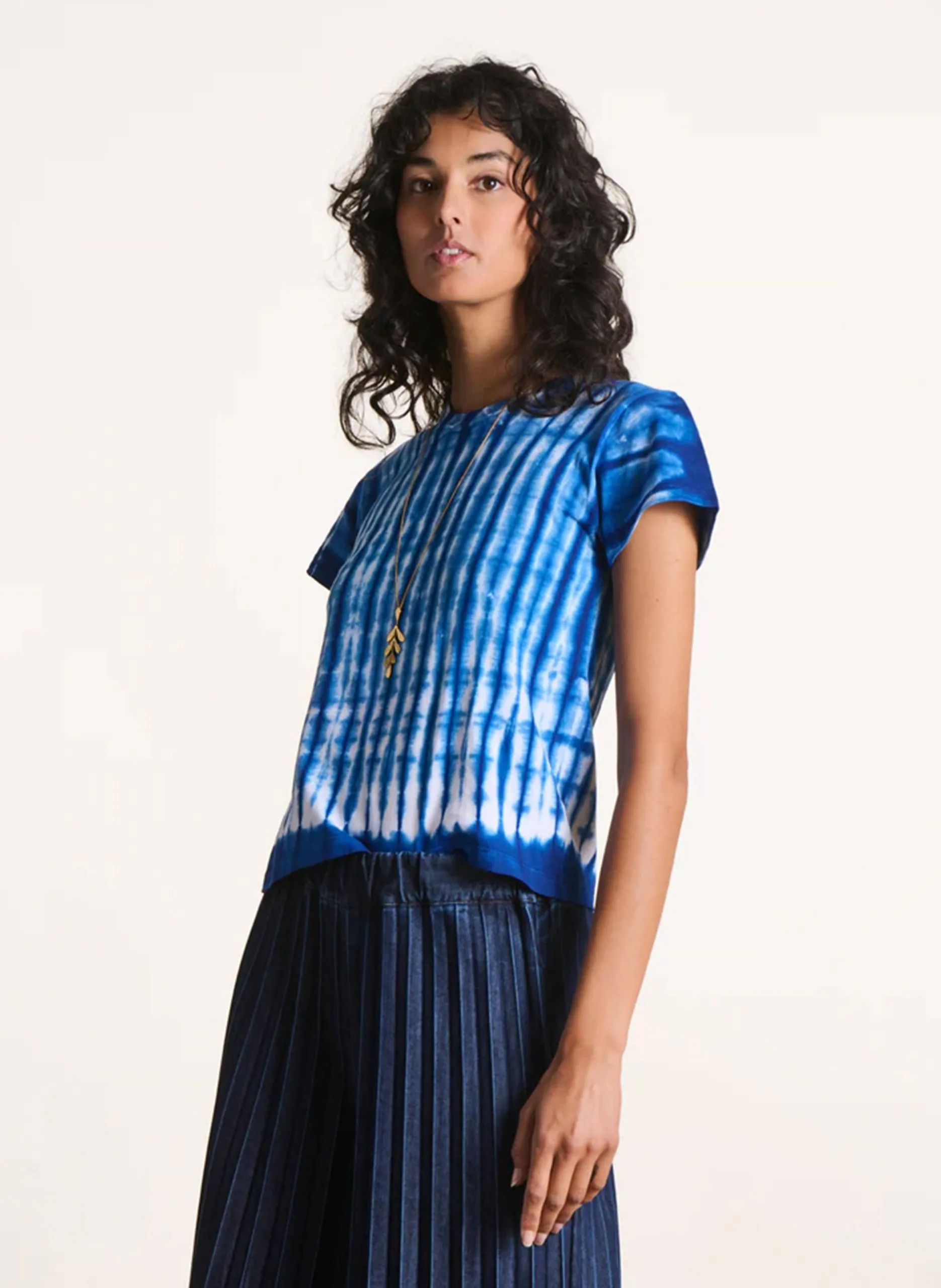 Tee-shirt droit imprimé tie and dye Bleu