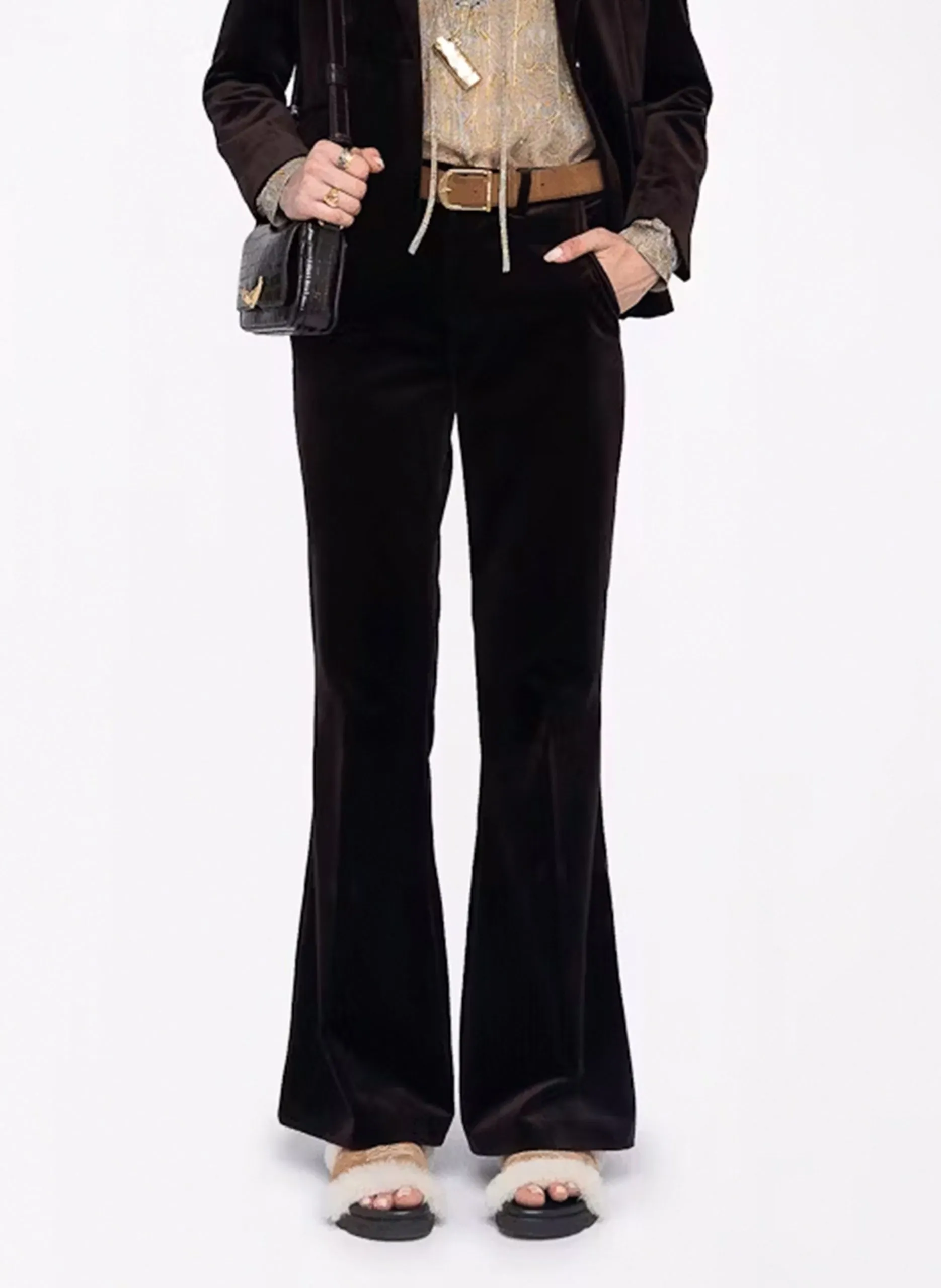 Pantalon velours en coton Marron PREVY