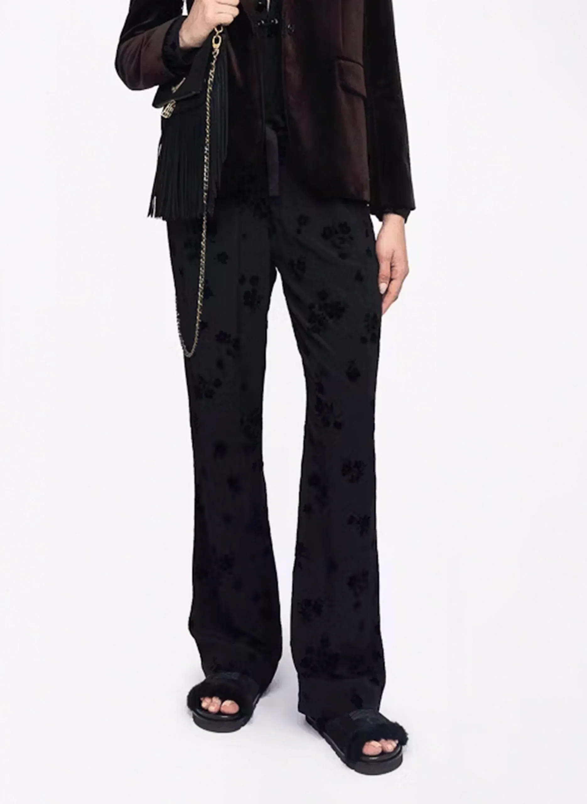 Pantalon jacquard droit fluide Noir POMA