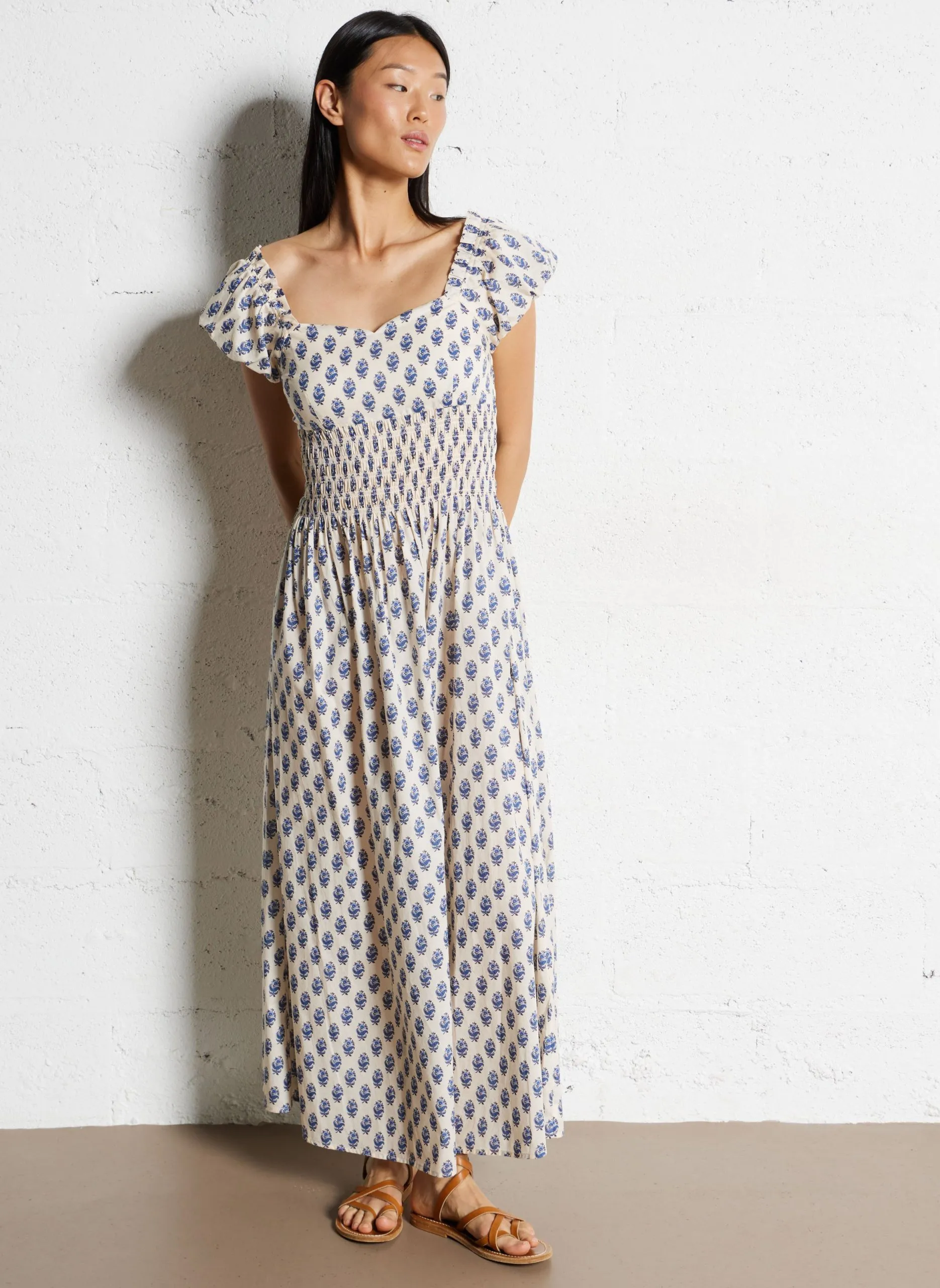 Robe longue en coton bio imprimé Multicolore SOAN