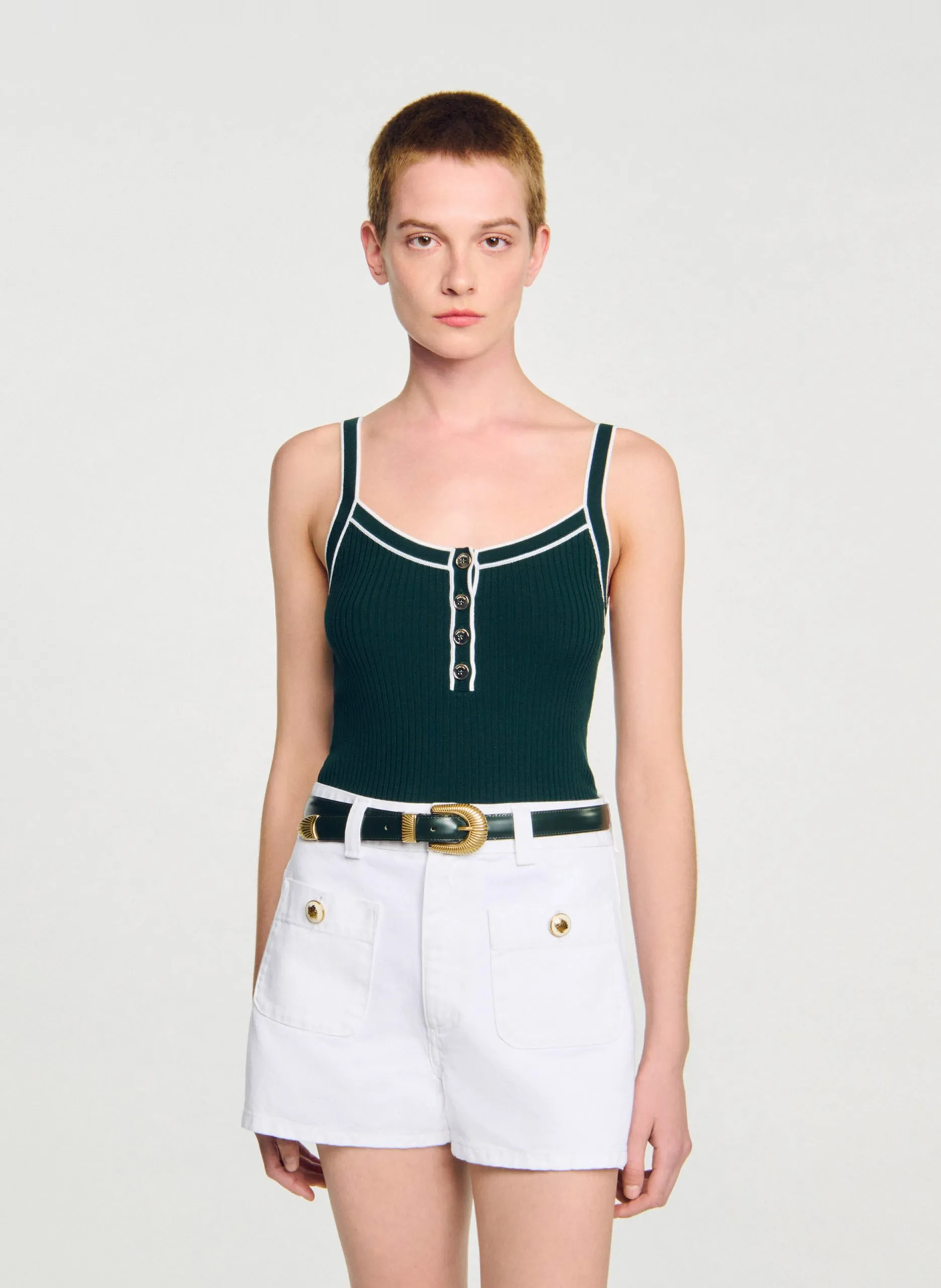 Débardeur ajusté en maille Vert