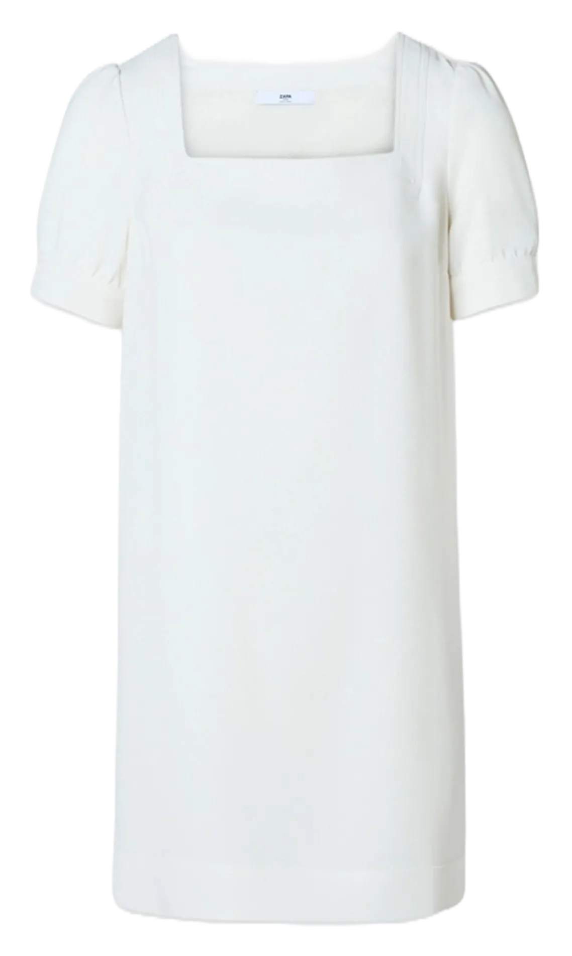 Robe courte droite col carré Blanc RINA