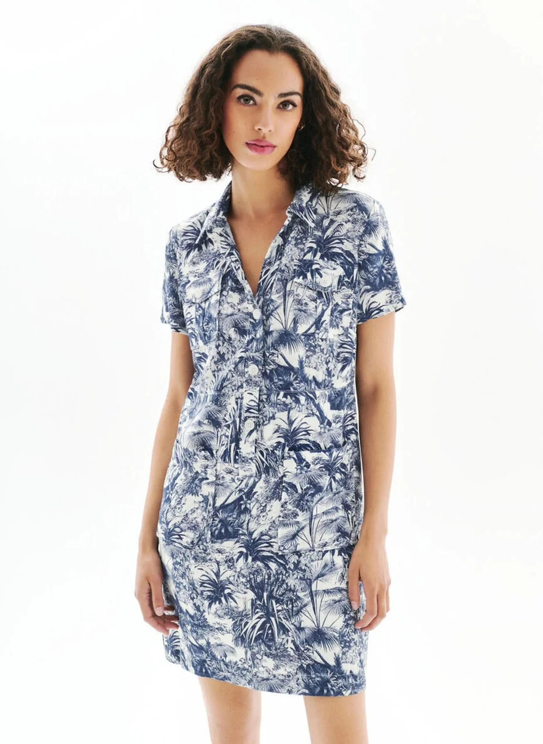 Robe midi droite col classique Blanc 251R-RLAUREEN