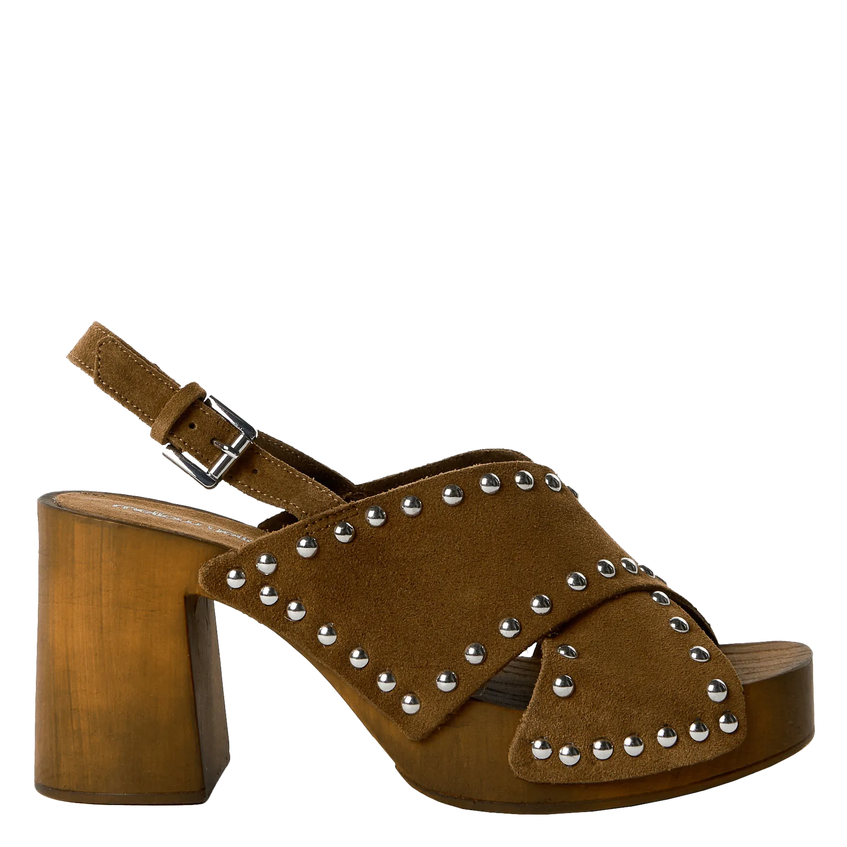 Sandales à plateformes avec studs en cuir Marron ISA