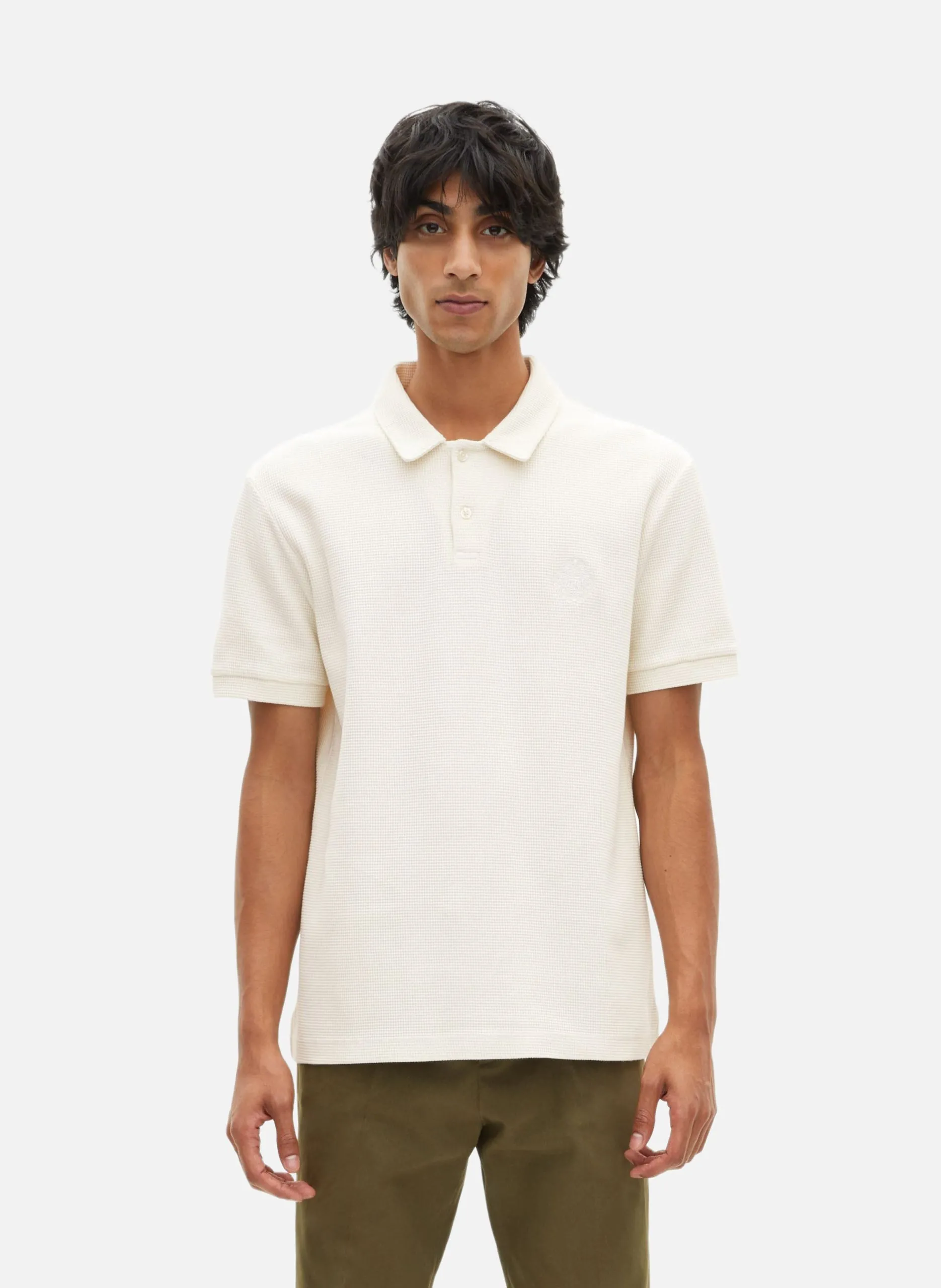 Polo en nid d'abeille avec blason Beige