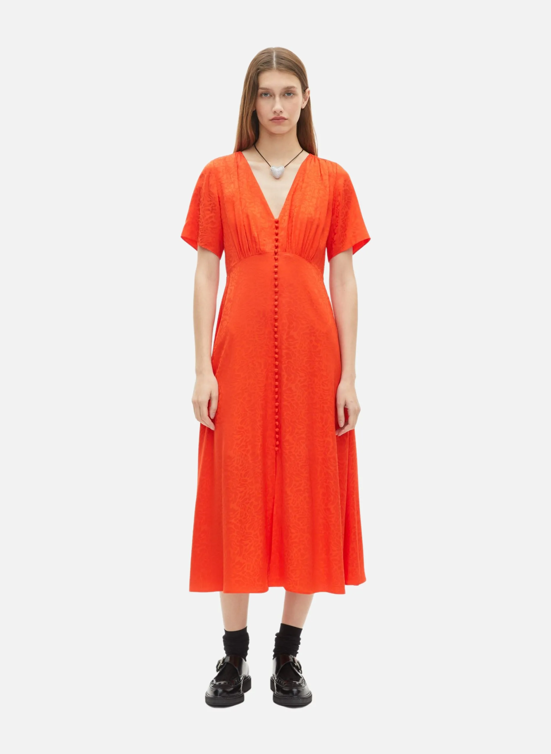 Robe longue en jacquard Orange