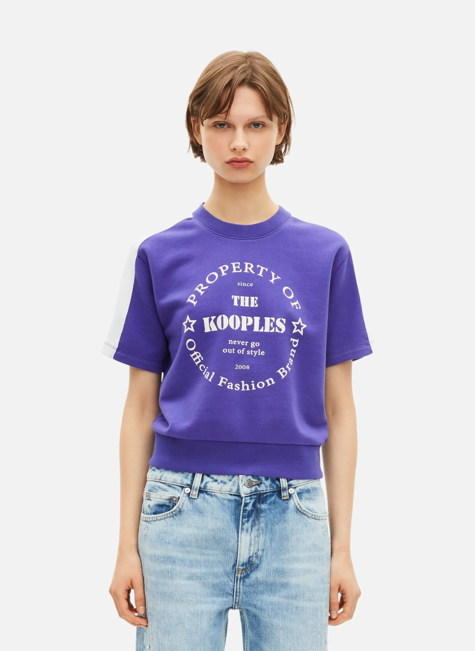 Sweatshirt manches courtes avec sérigraphie Violet