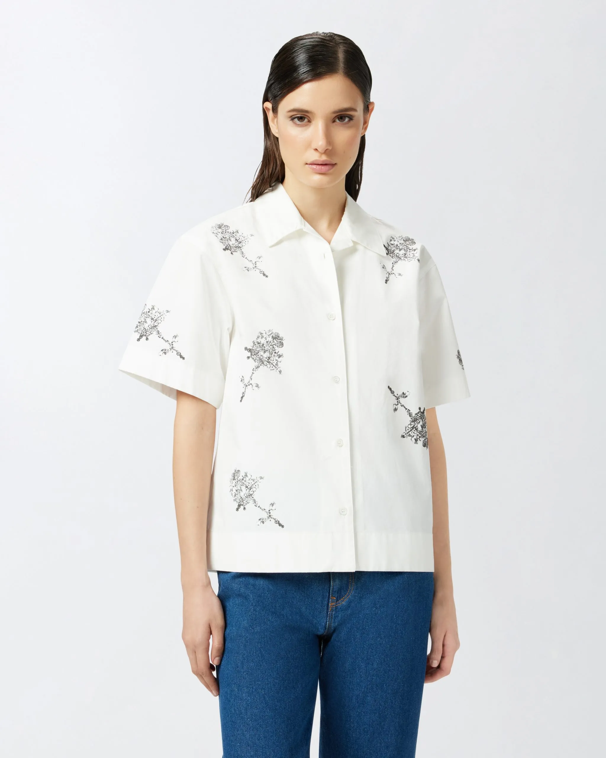 Chemise à manches courtes avec imprimé roses – reimagine pinko x patrick mcdowell Rayé