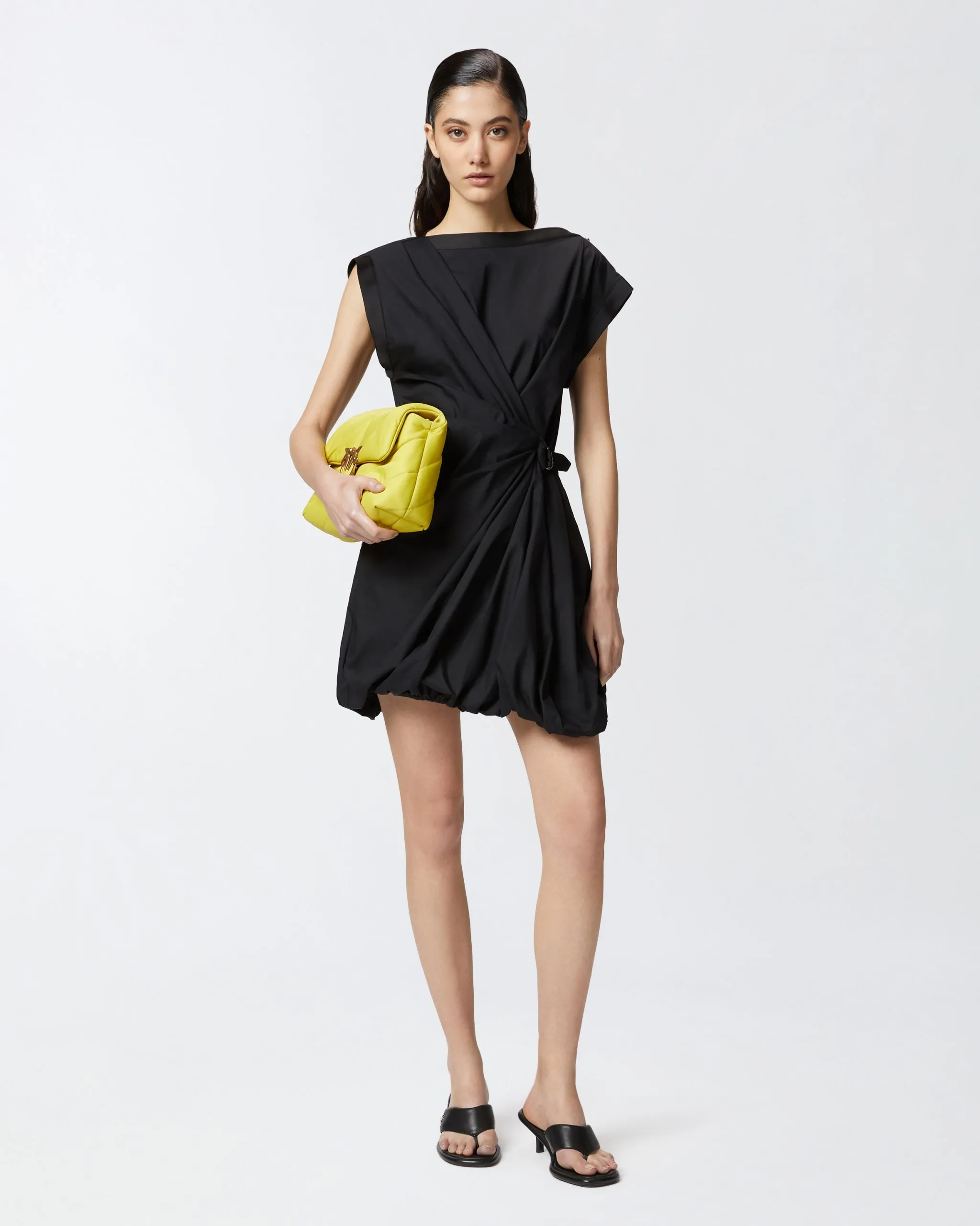 Robe en popeline avec croisillons Noir