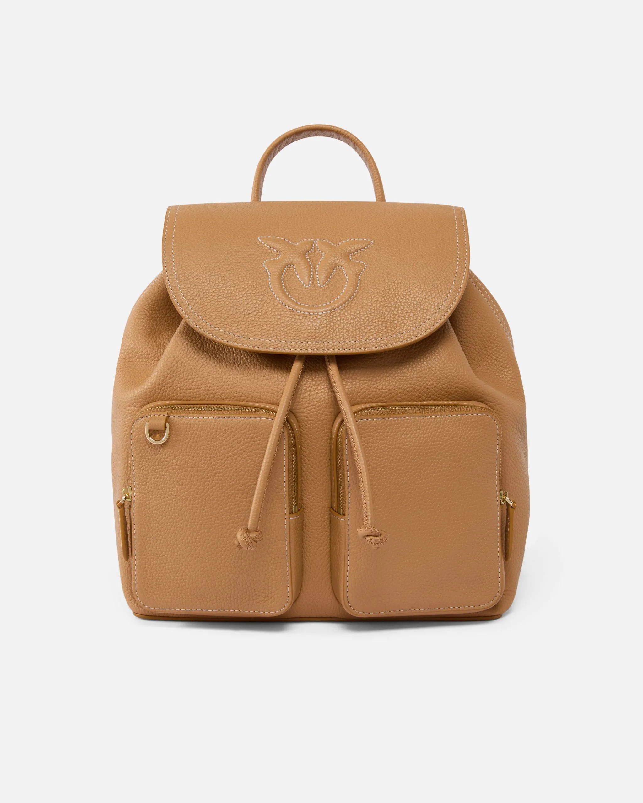 Sac à dos multipoche en cuir foulonné Beige