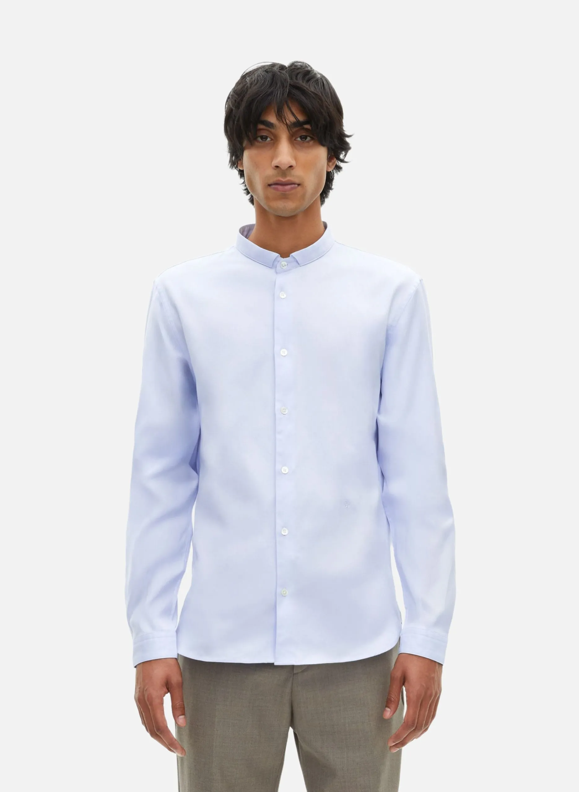Chemise formelle col officier Bleu