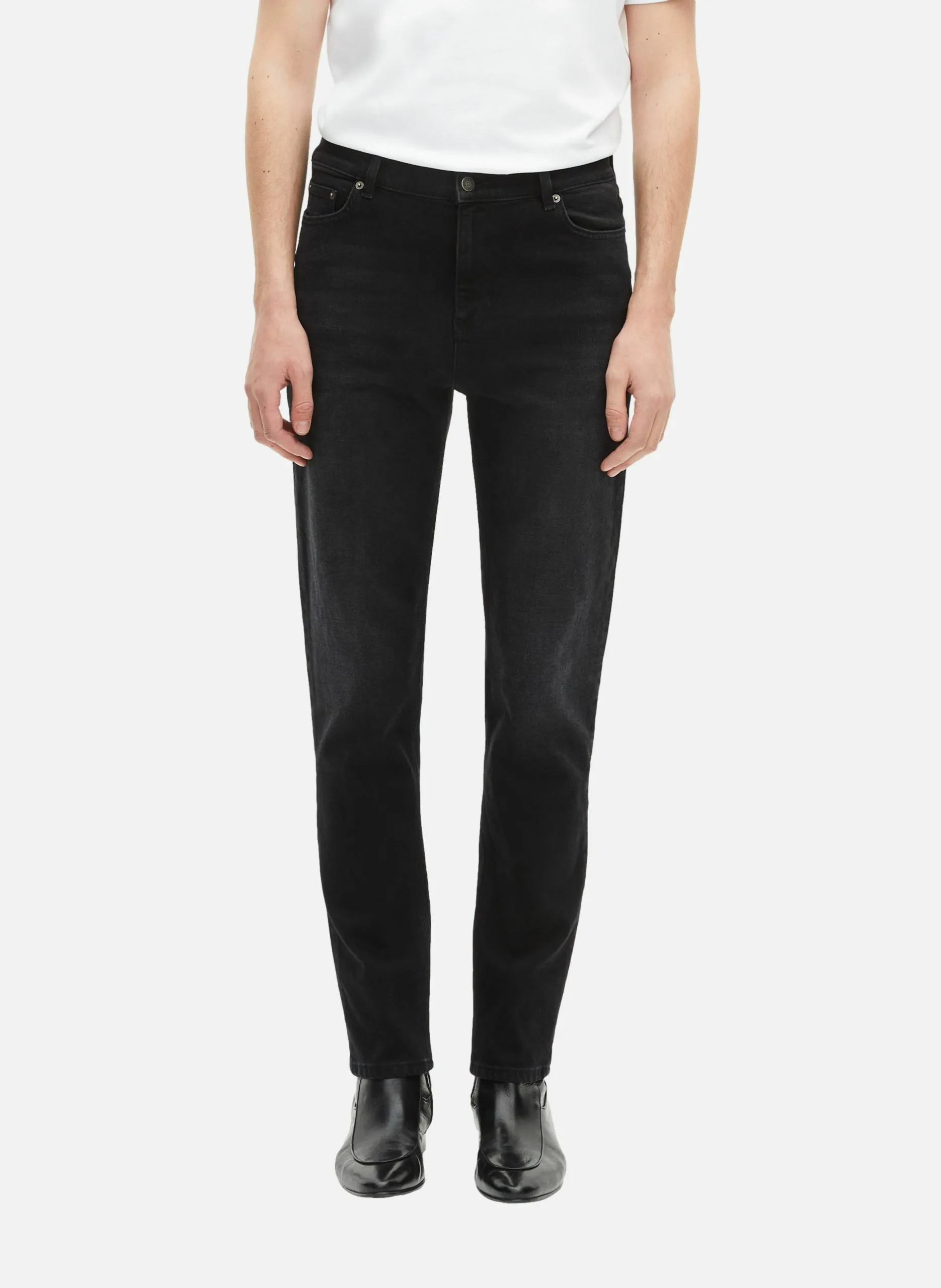 Jean slim en coton délavé Noir