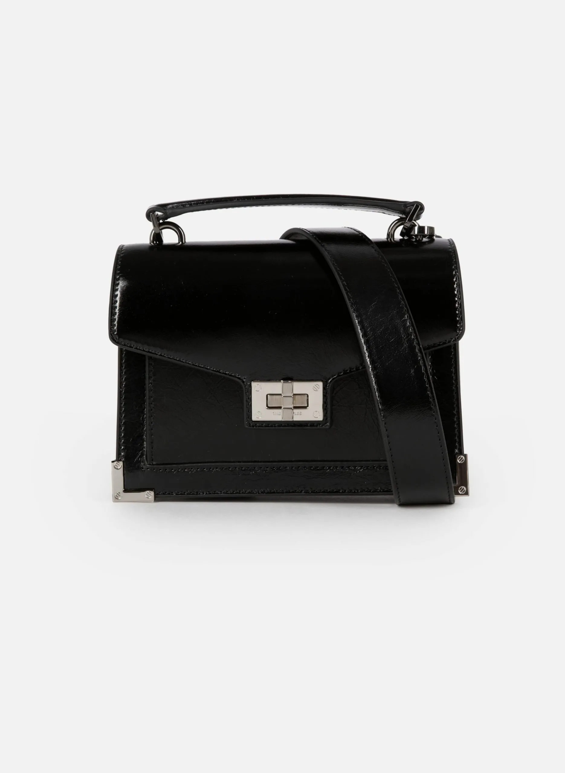 Sac emily small en cuir craquelé Noir