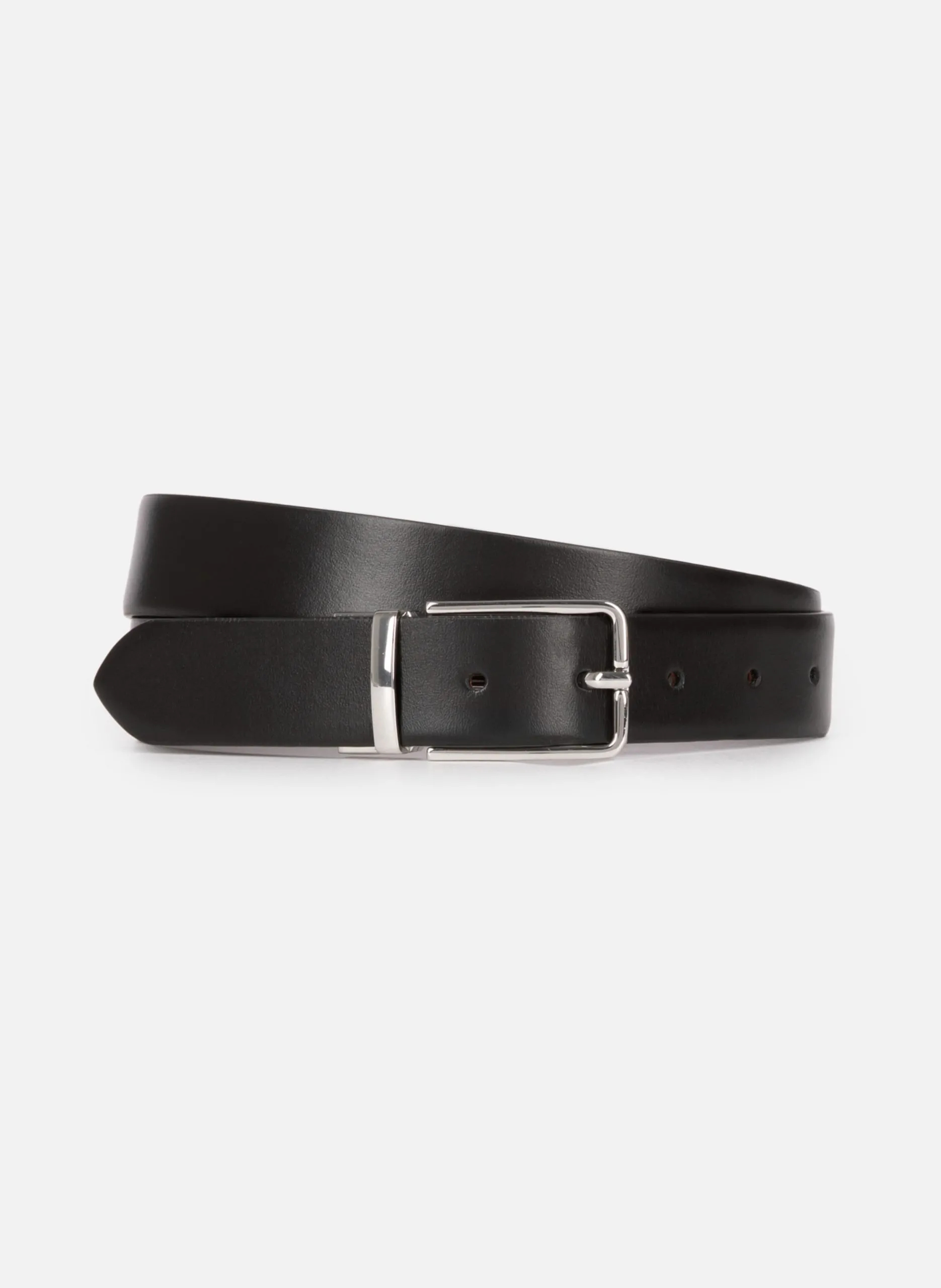Ceinture réversible en cuir bicolore Noir