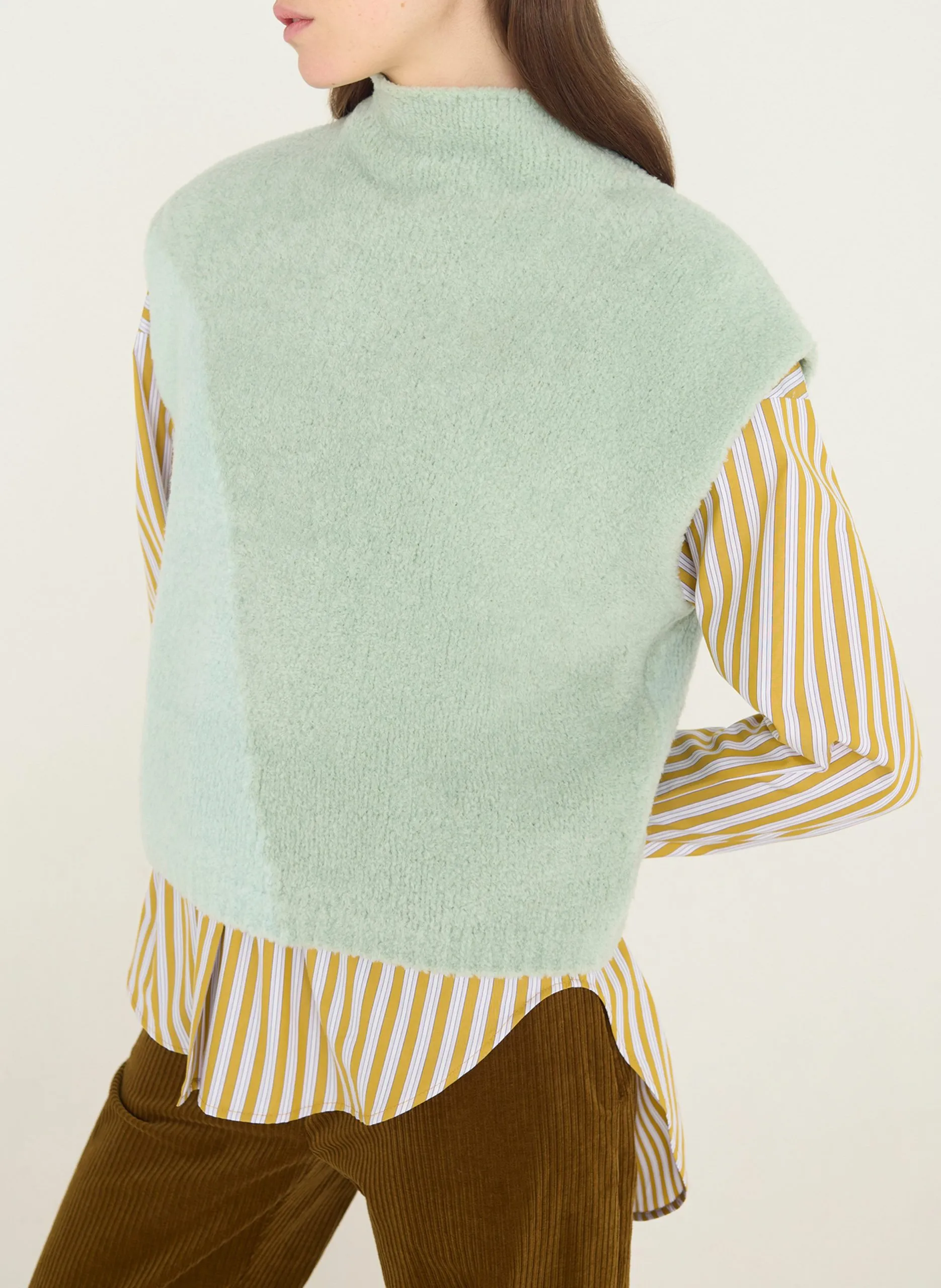 Pull oversize col montant en laine mélangée Vert