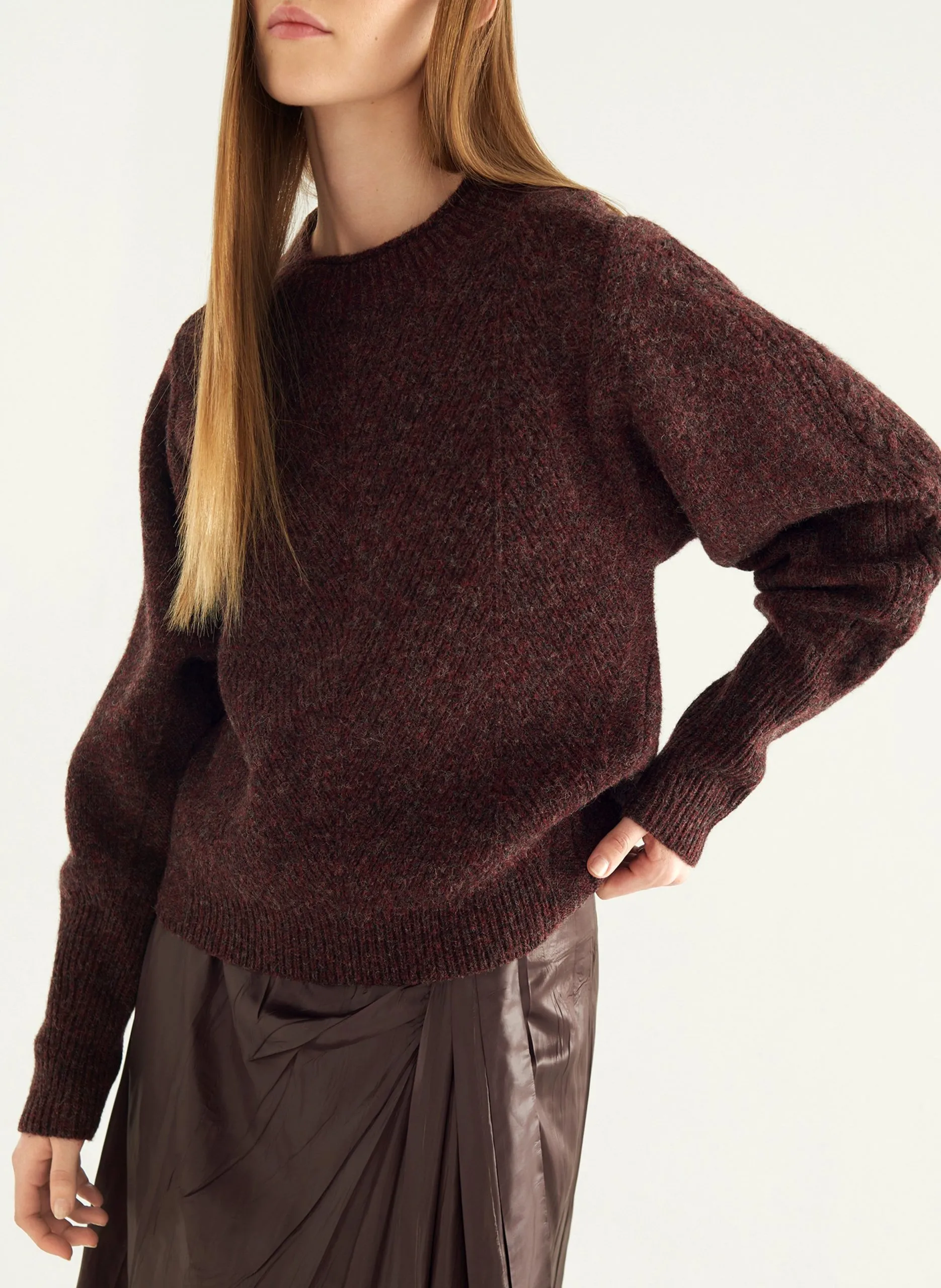 Pull droit col rond en laine Violet