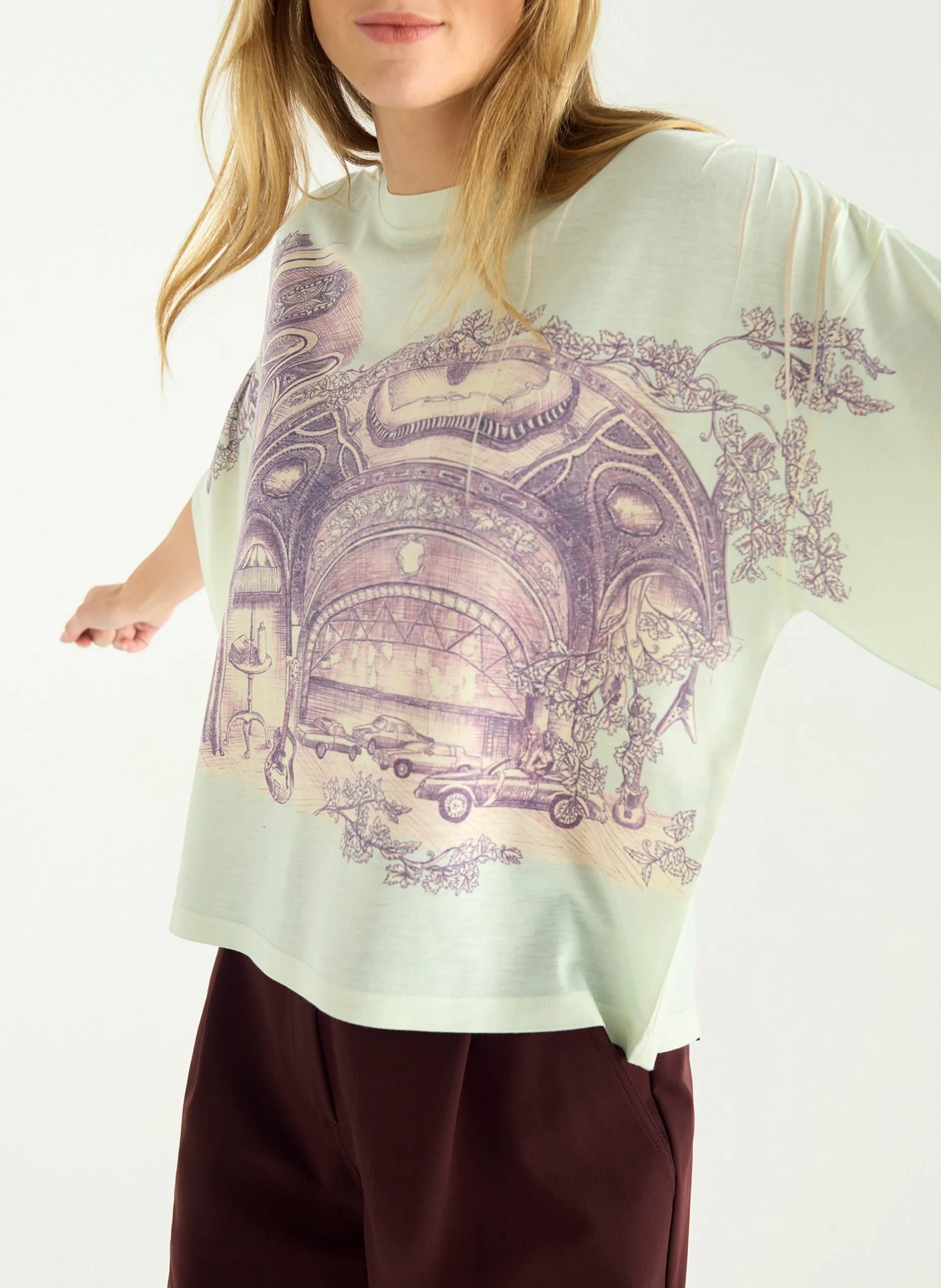 Tee-shirt col rond imprimé Vert