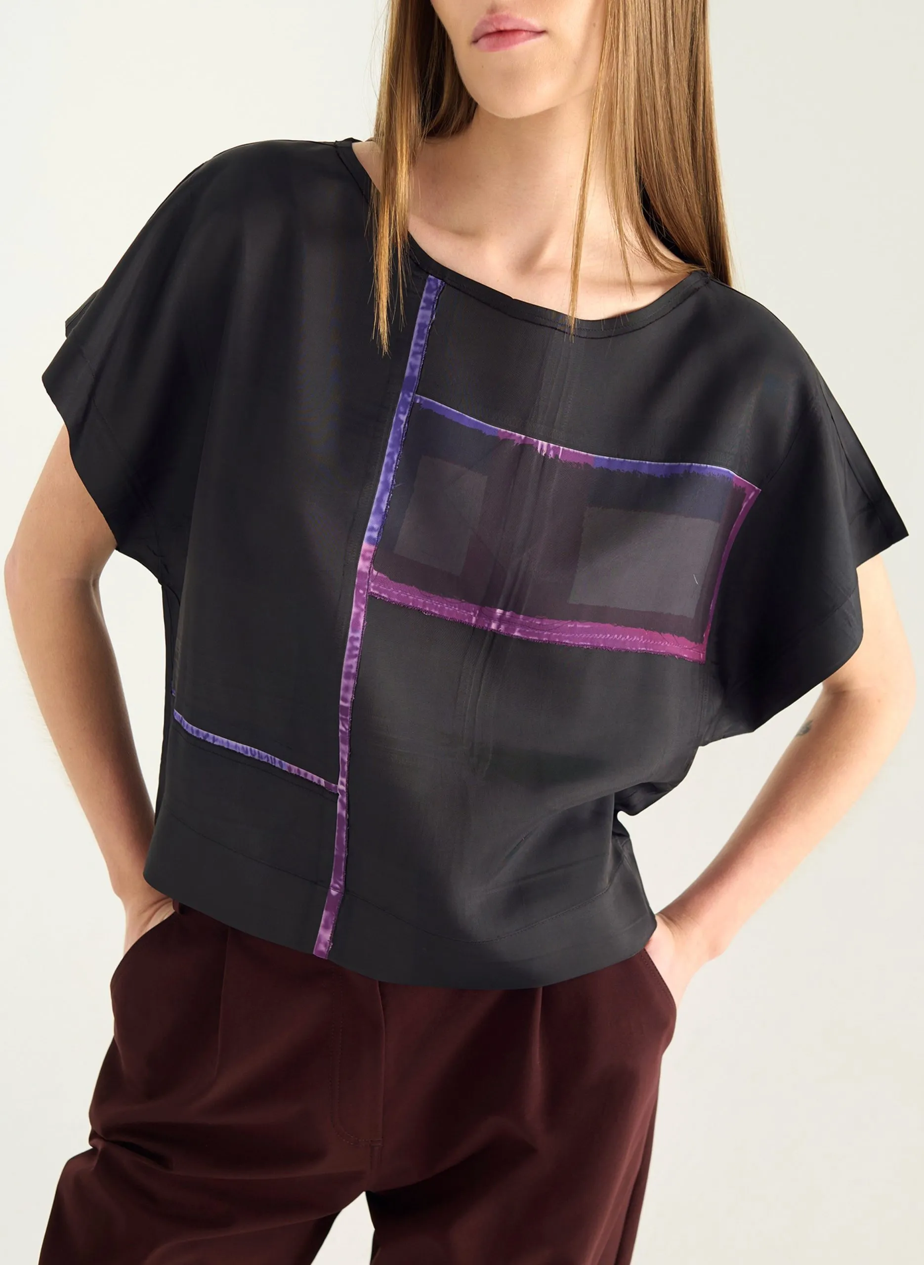 Top oversize col bateau Noir