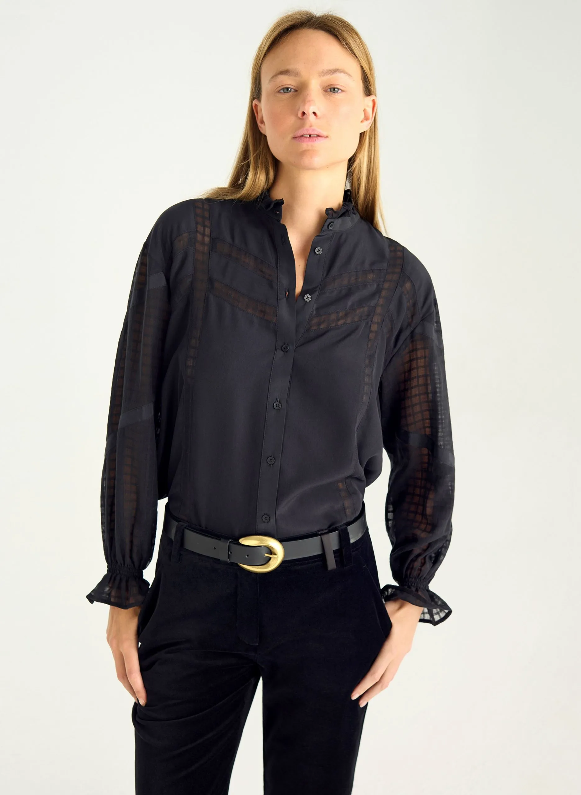 Blouse col victorien Noir