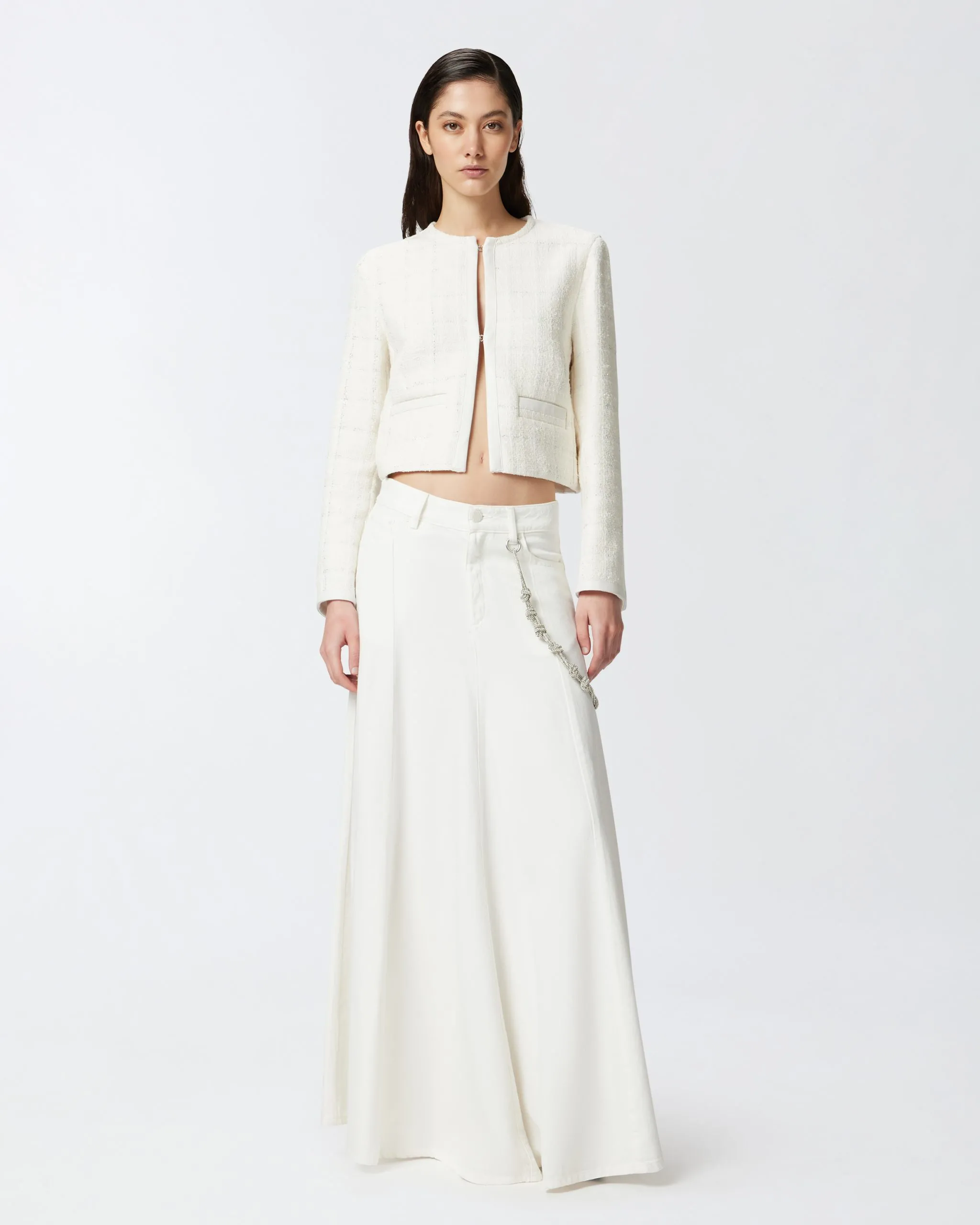 Maxi jupe avec chaîne bijou Blanc