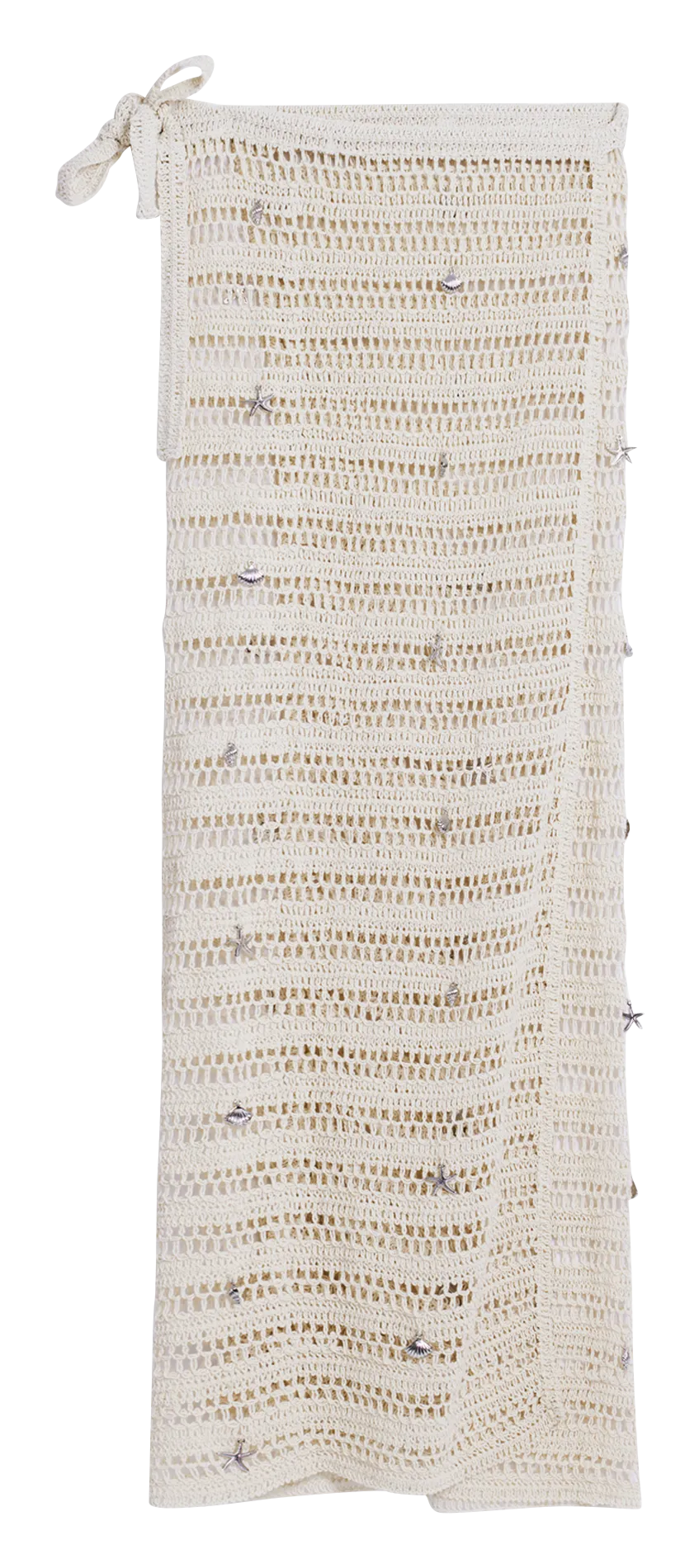 Paréo long ajouré à rayures Blanc