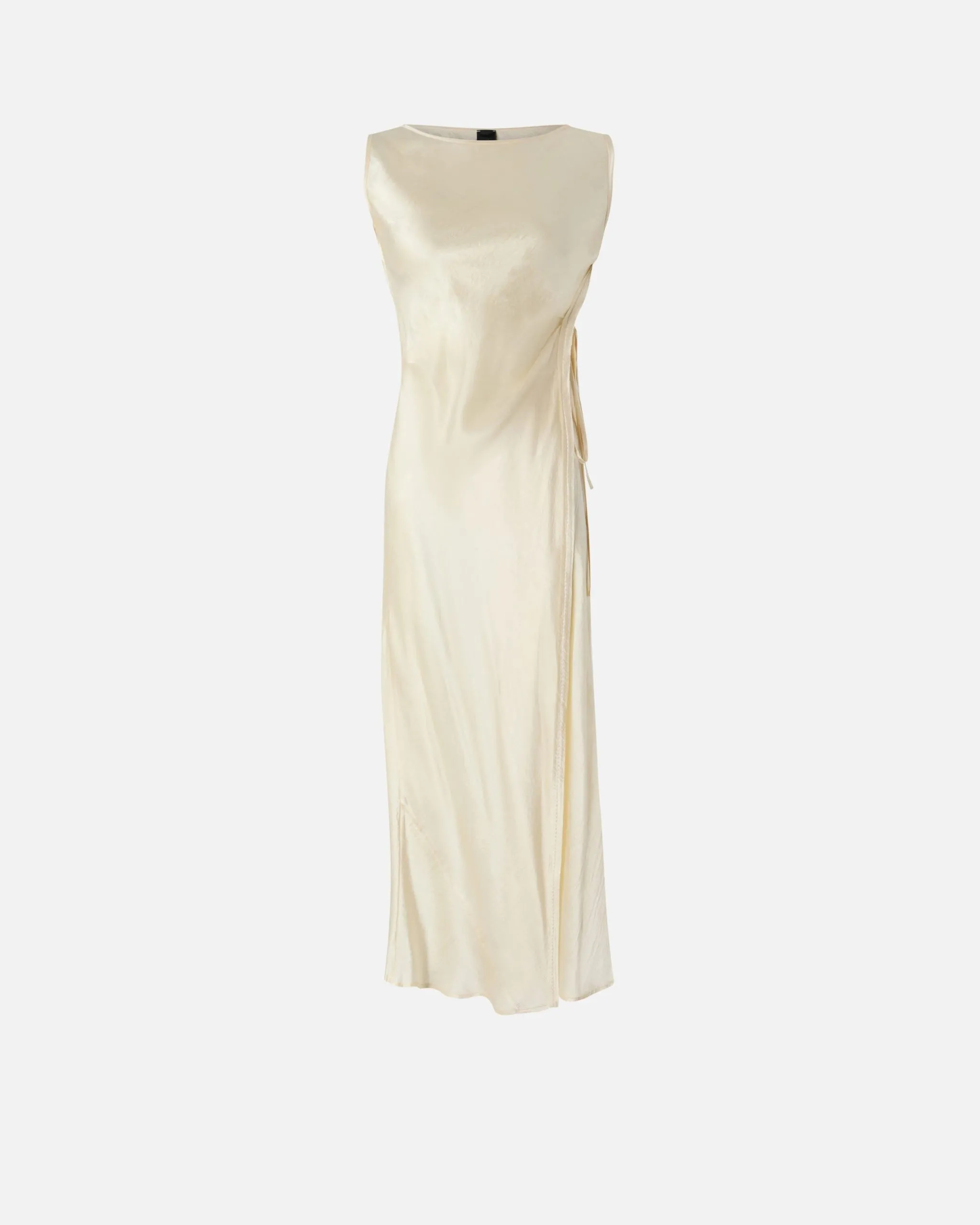Robe en satin avec lien sur le côté Beige
