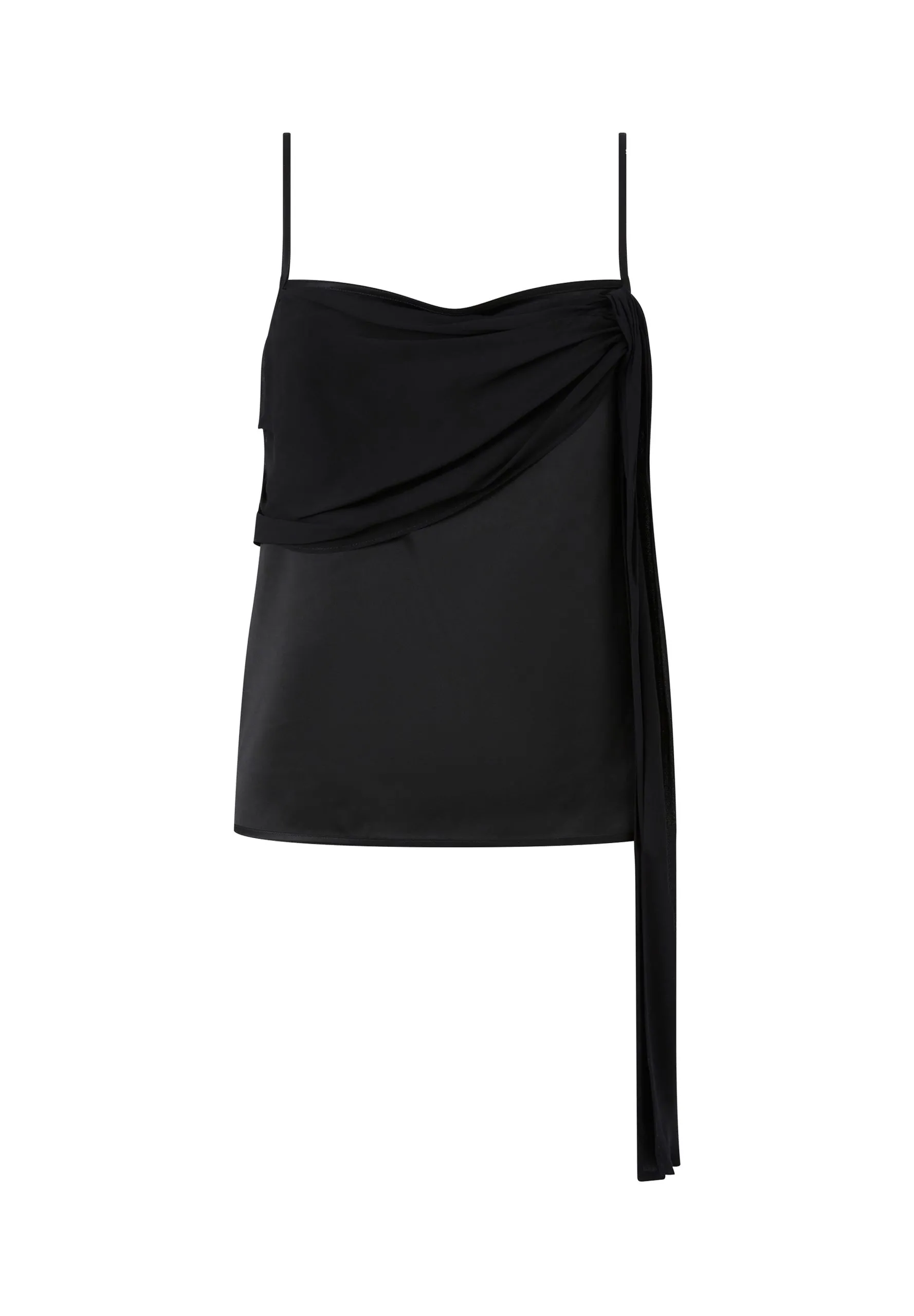 Débardeur en satin avec drapé léger Noir