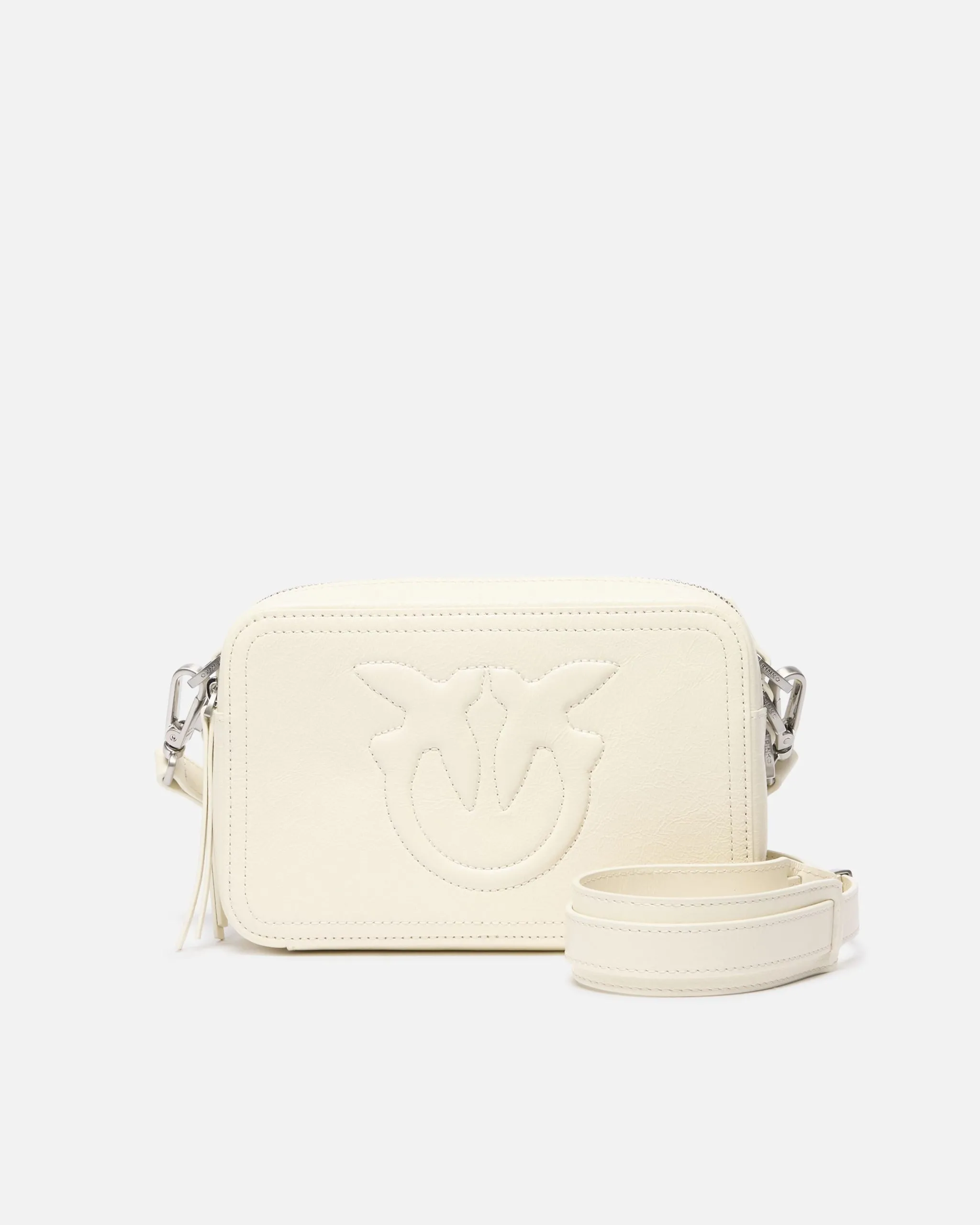 Mini sac caméra avec logo embossé Blanc
