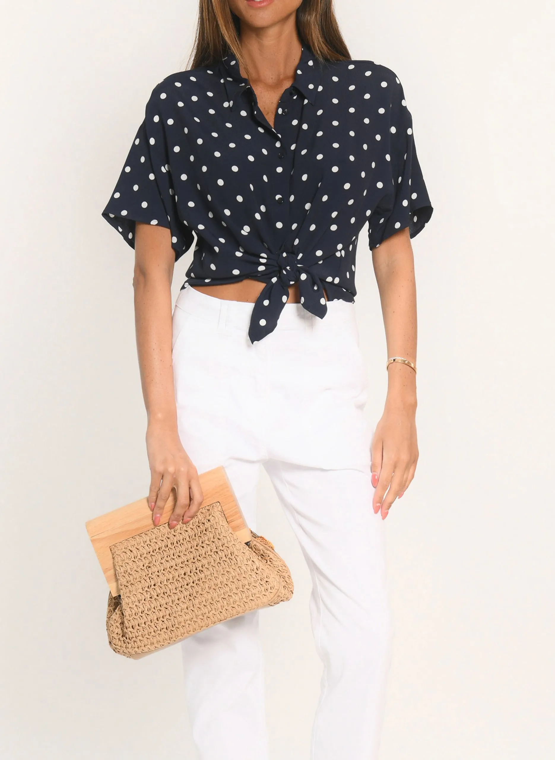 Chemise col classique à pois Bleu ANDORRA