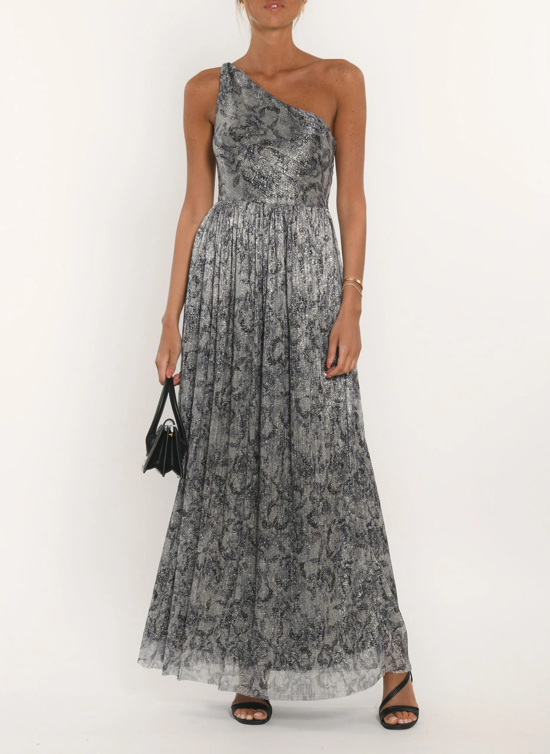 Robe longue asymétrique évasée Violet AQUA