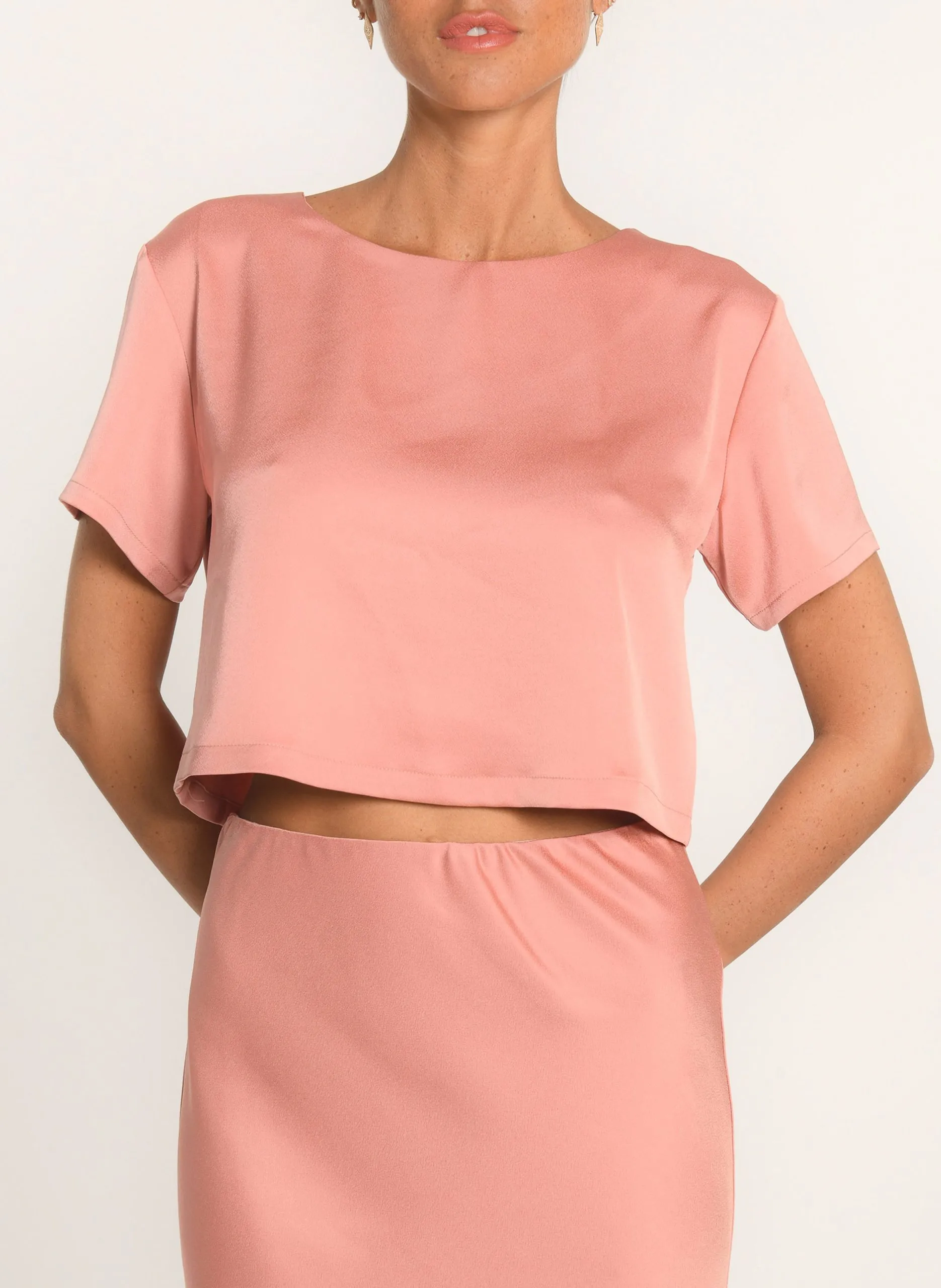 Top droit satiné Marron ALLEGRA