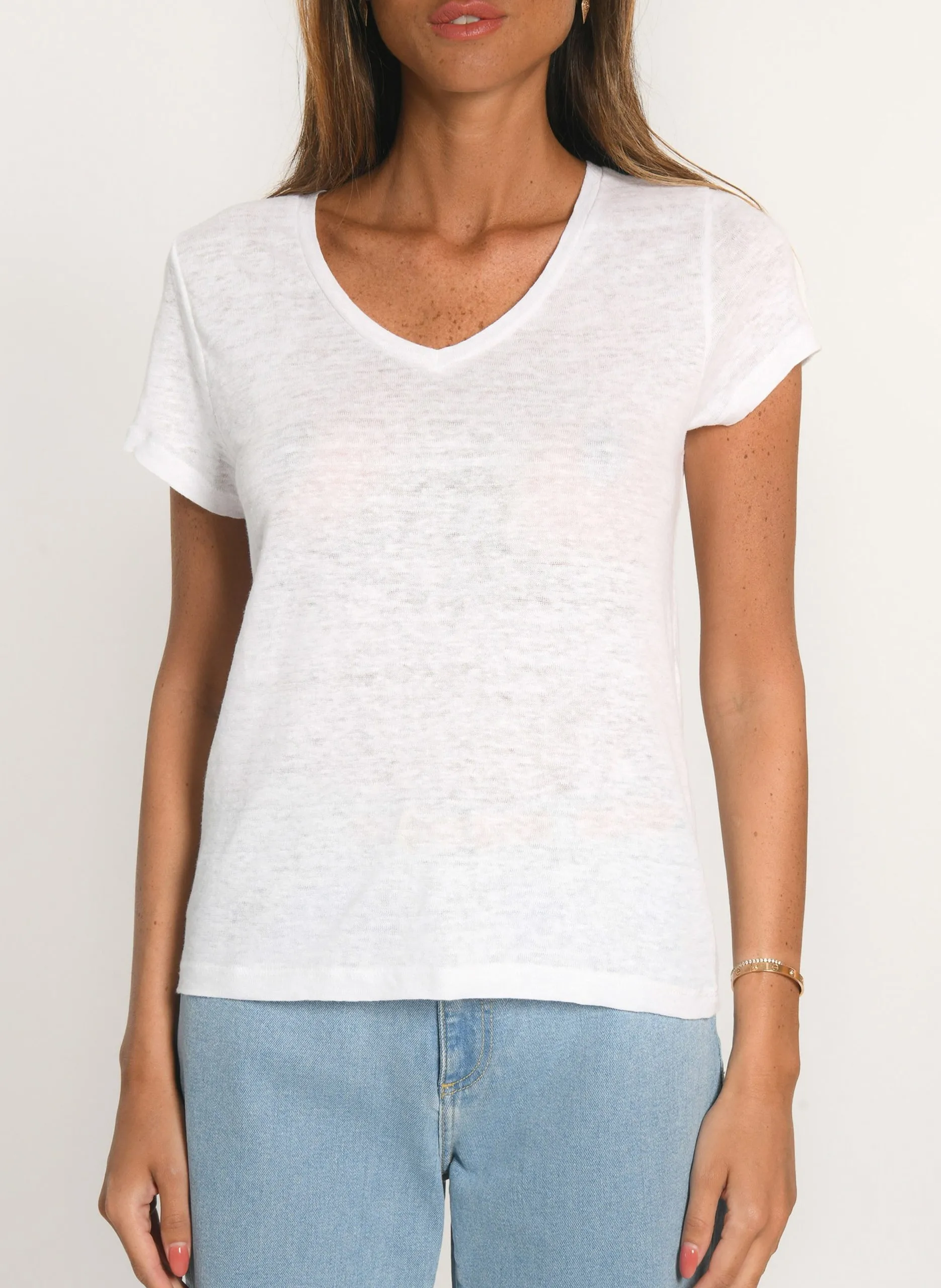 Tee-shirt droit en lin Blanc LOUISE