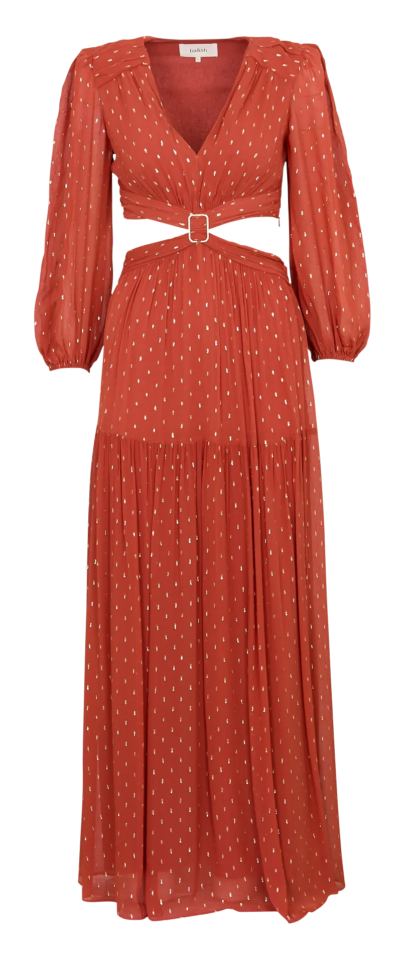 Robe longue fluide avec ouvertures côtés Rouge MARRY