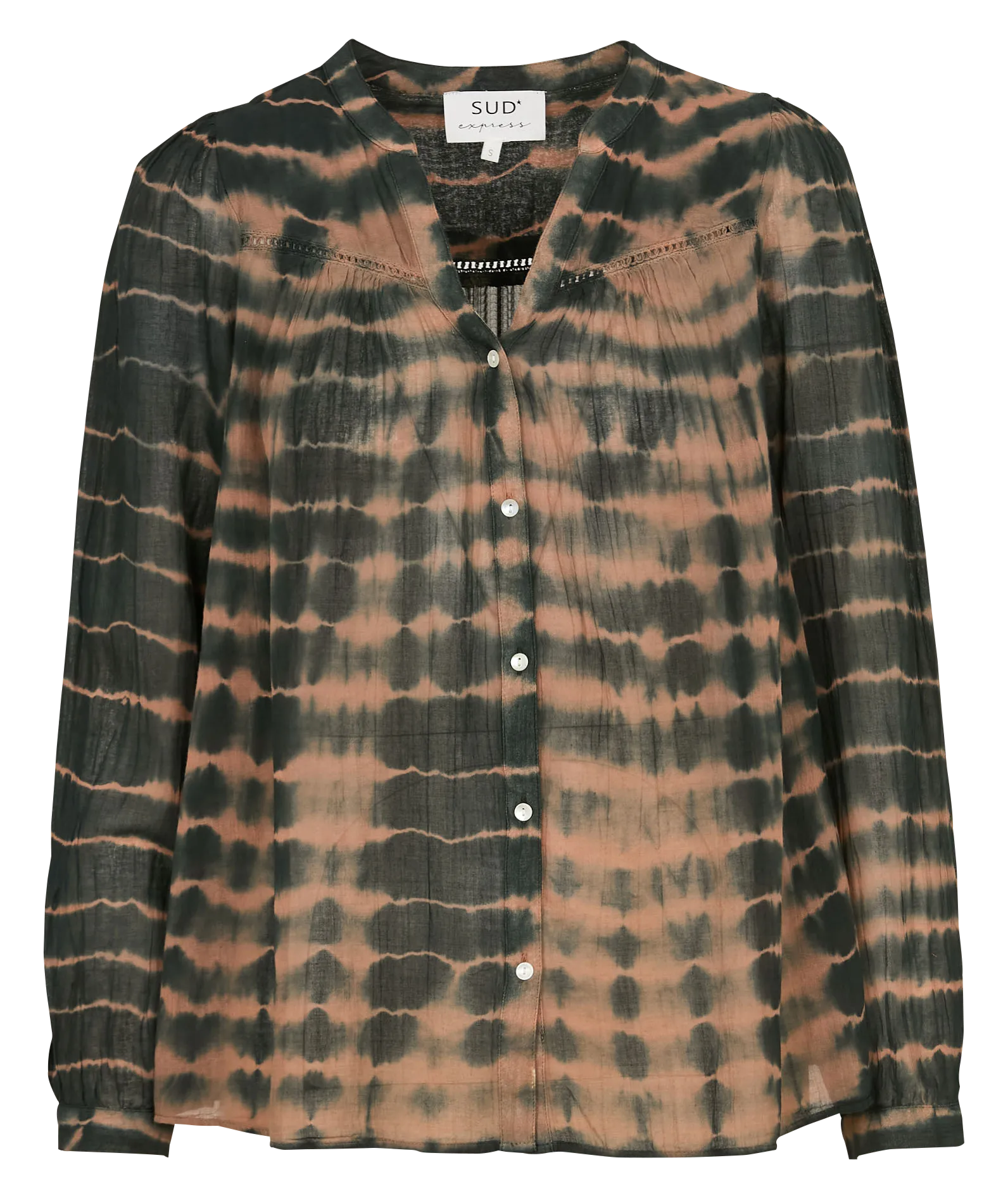 Blouse col tunisien motif écaille Gris CATIDYE