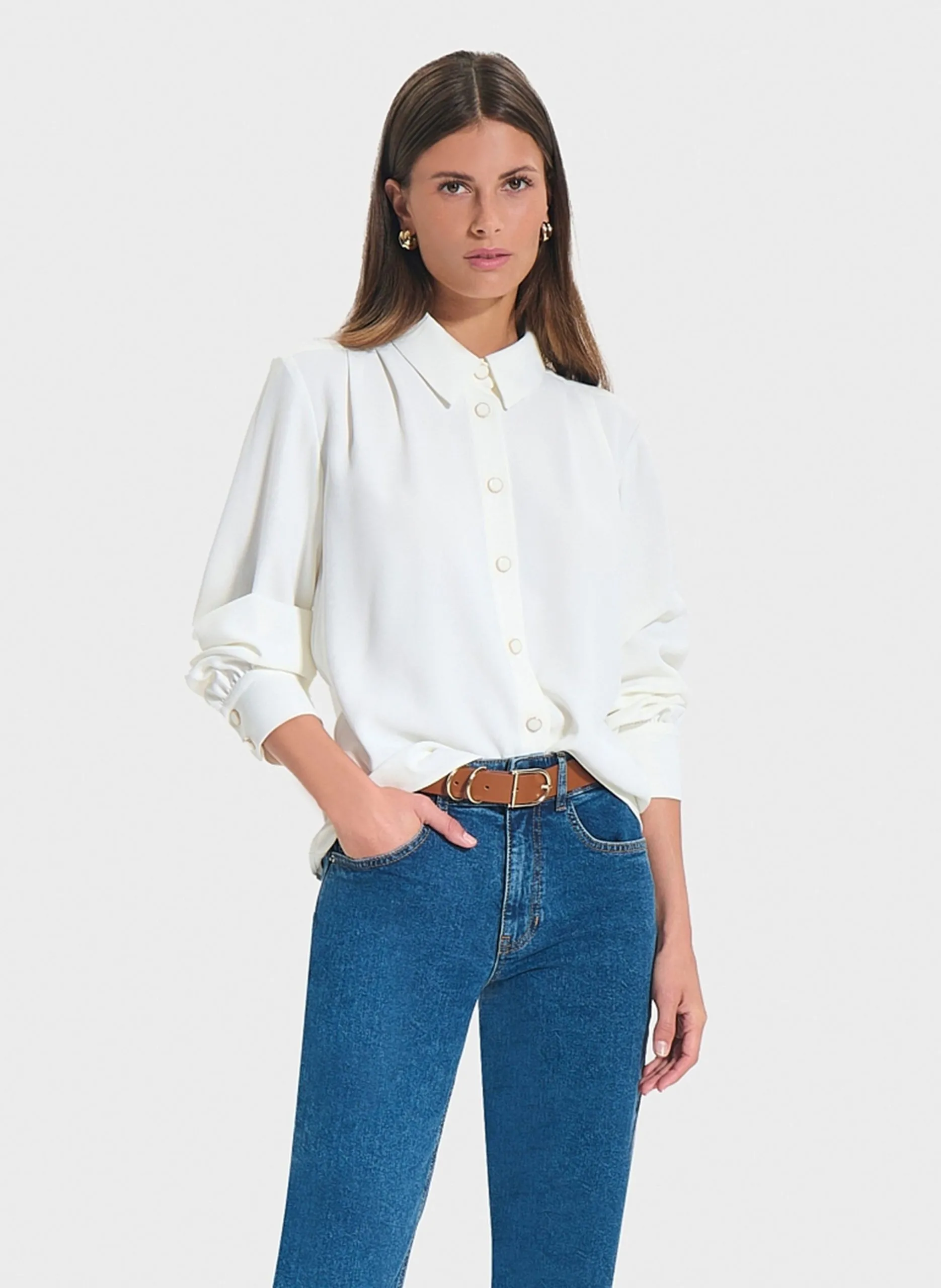 Chemise fluide col classique Blanc TARA