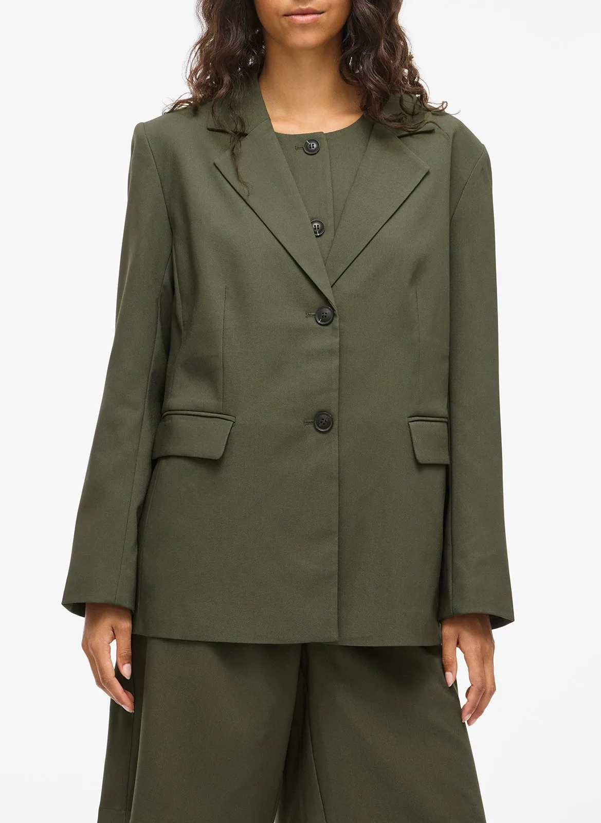 Veste tailleur en fibres recyclées mélangées Vert CULDA