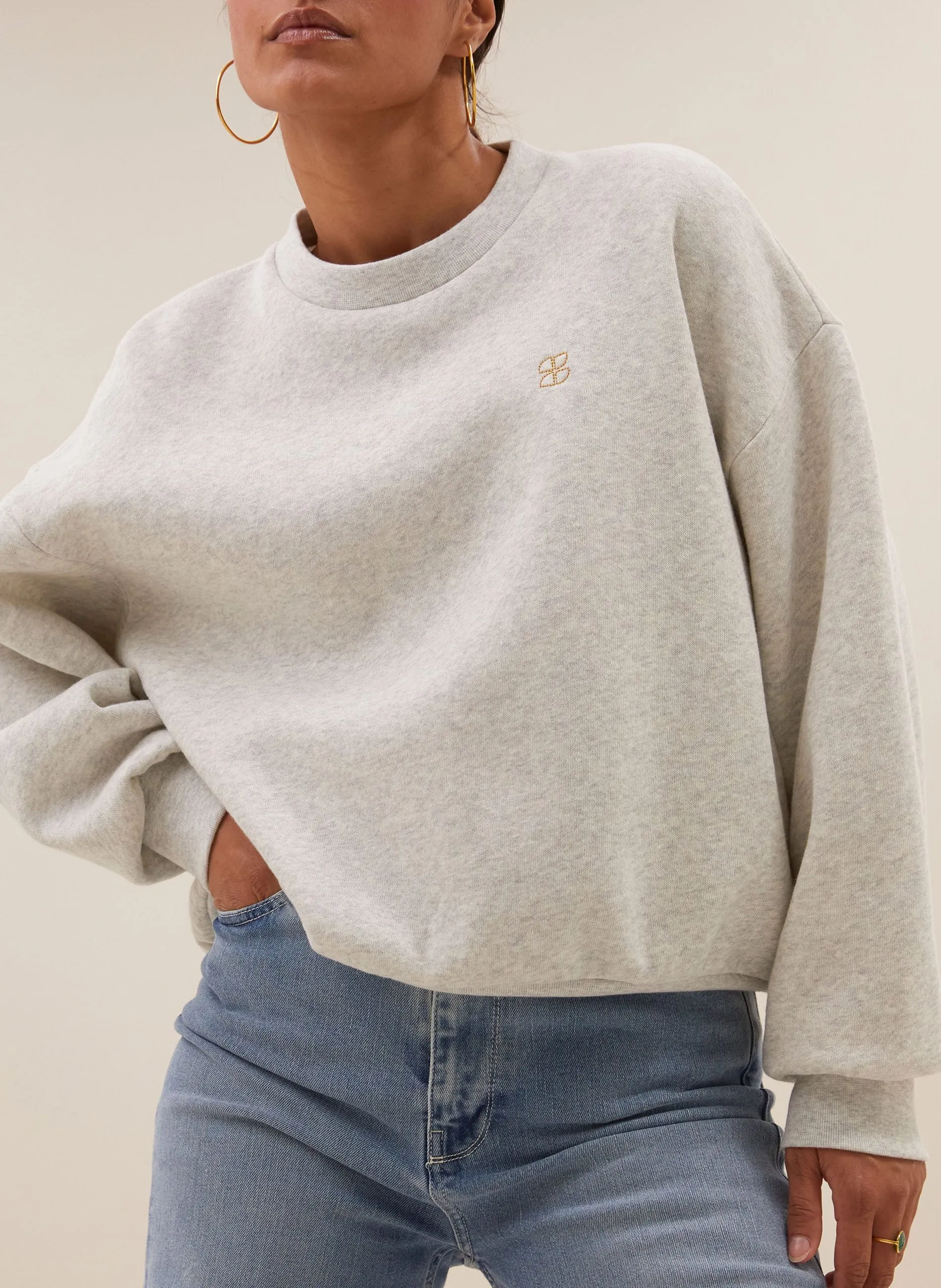 Sweat droit en coton bio Gris BIBI