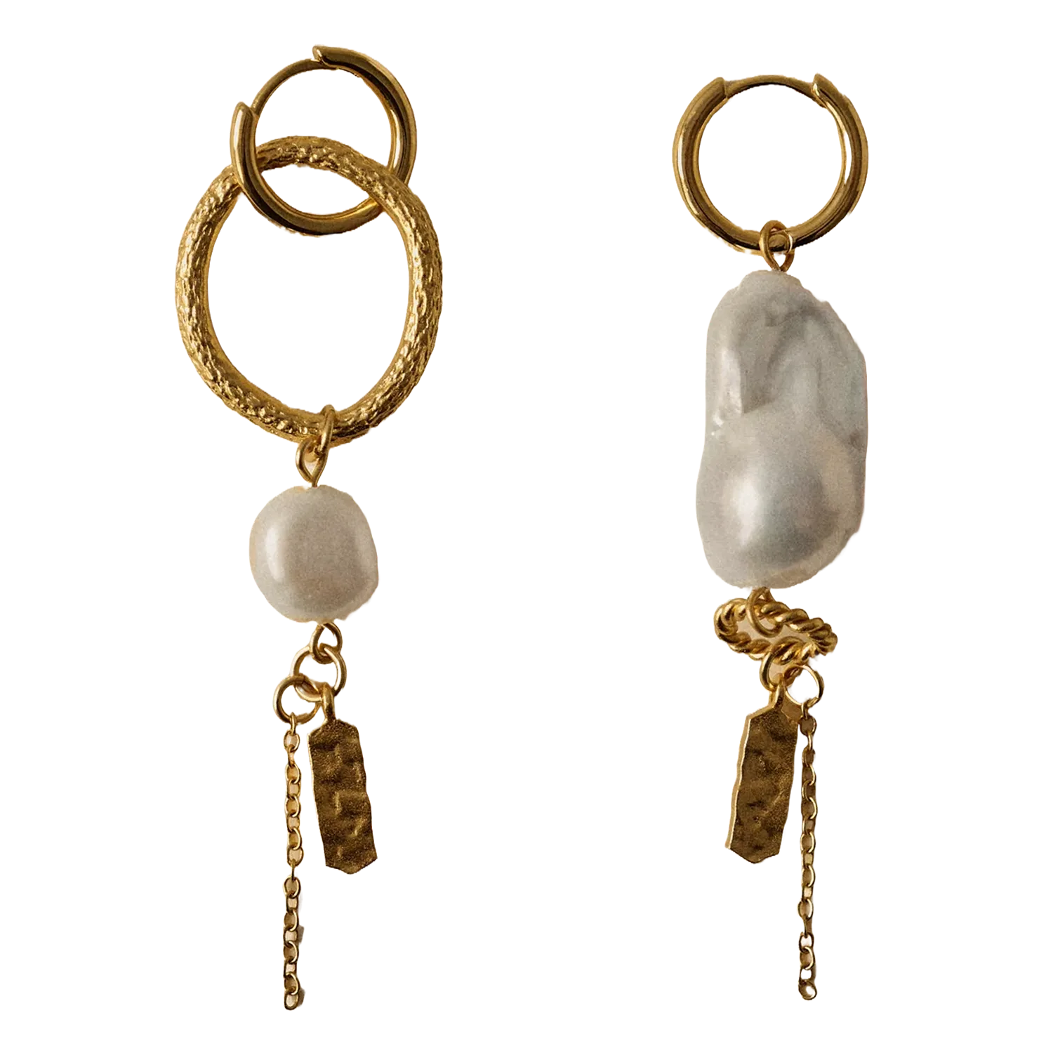 Boucles d'oreilles dépareillées Doré TOTI PEARL R