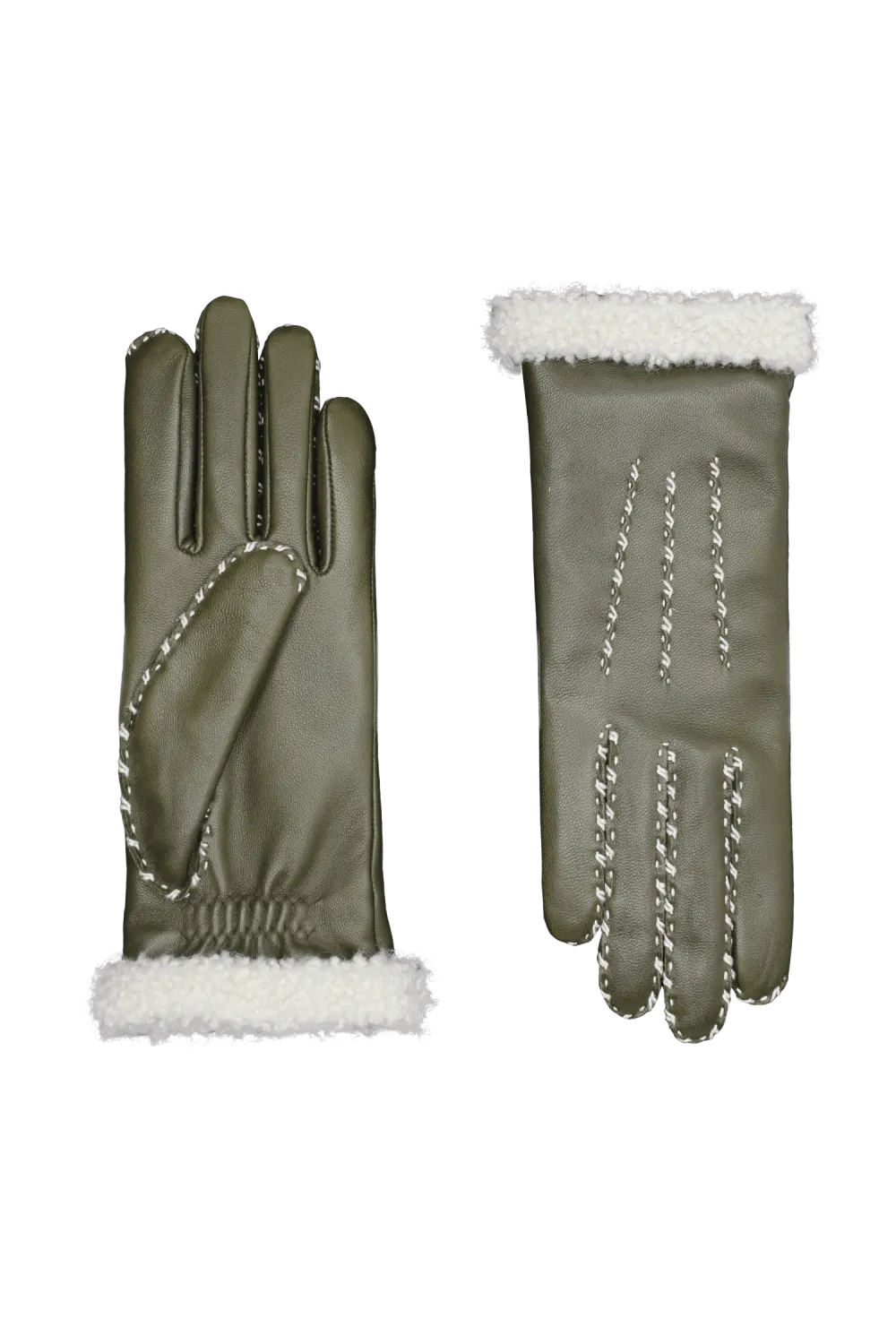 Marie-louise gants en cuir doublés alpaga Kaki MARIELOUISE/A