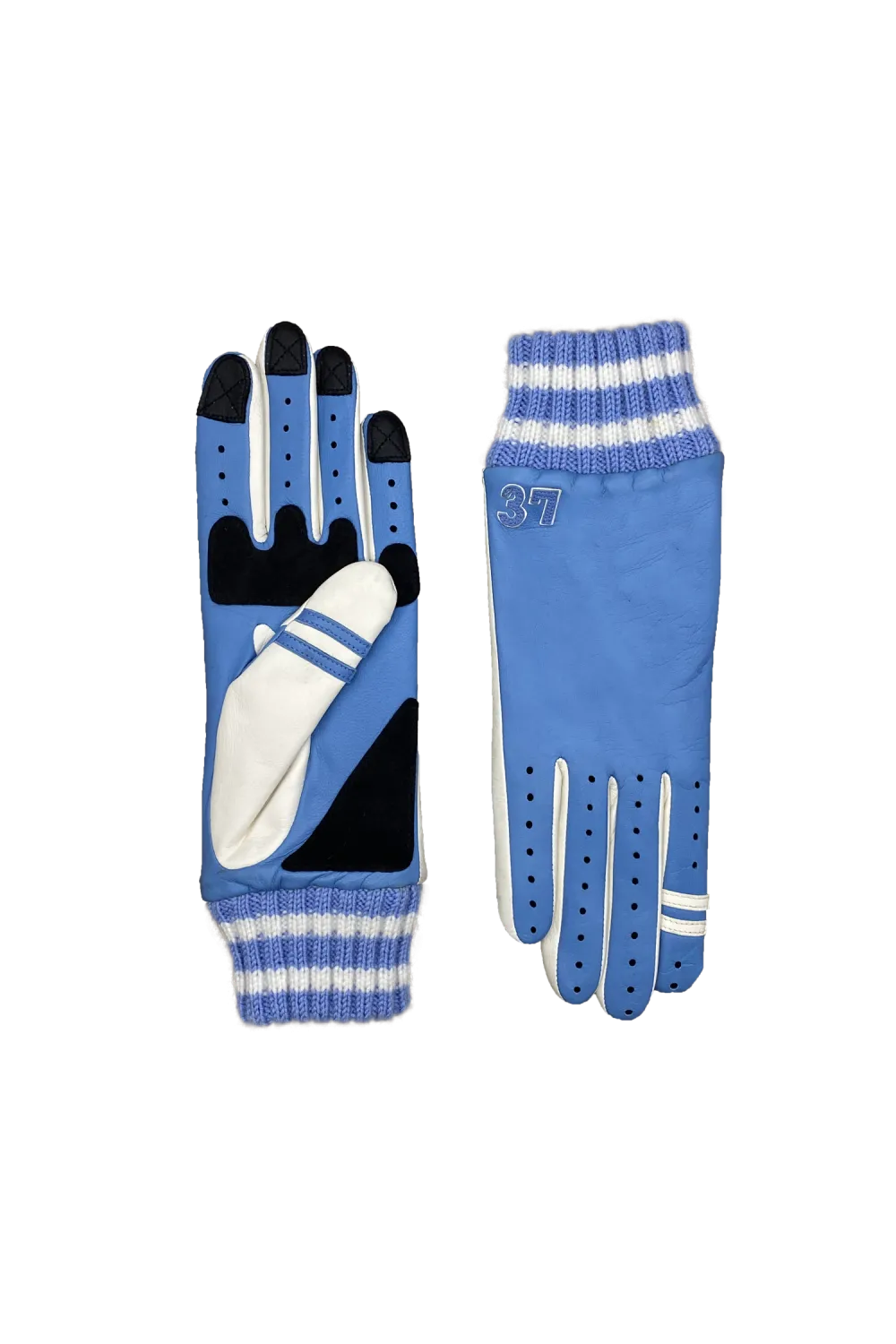 Teddy gants en cuir doublés alpaga Bleu TEDDY/A