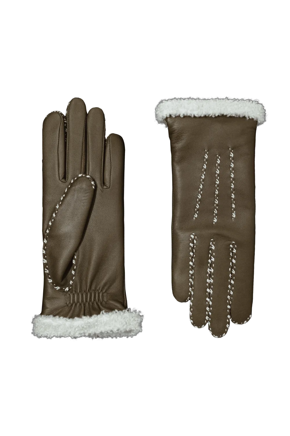 Marie-louise gants en cuir doublés alpaga Marron MARIELOUISE/A