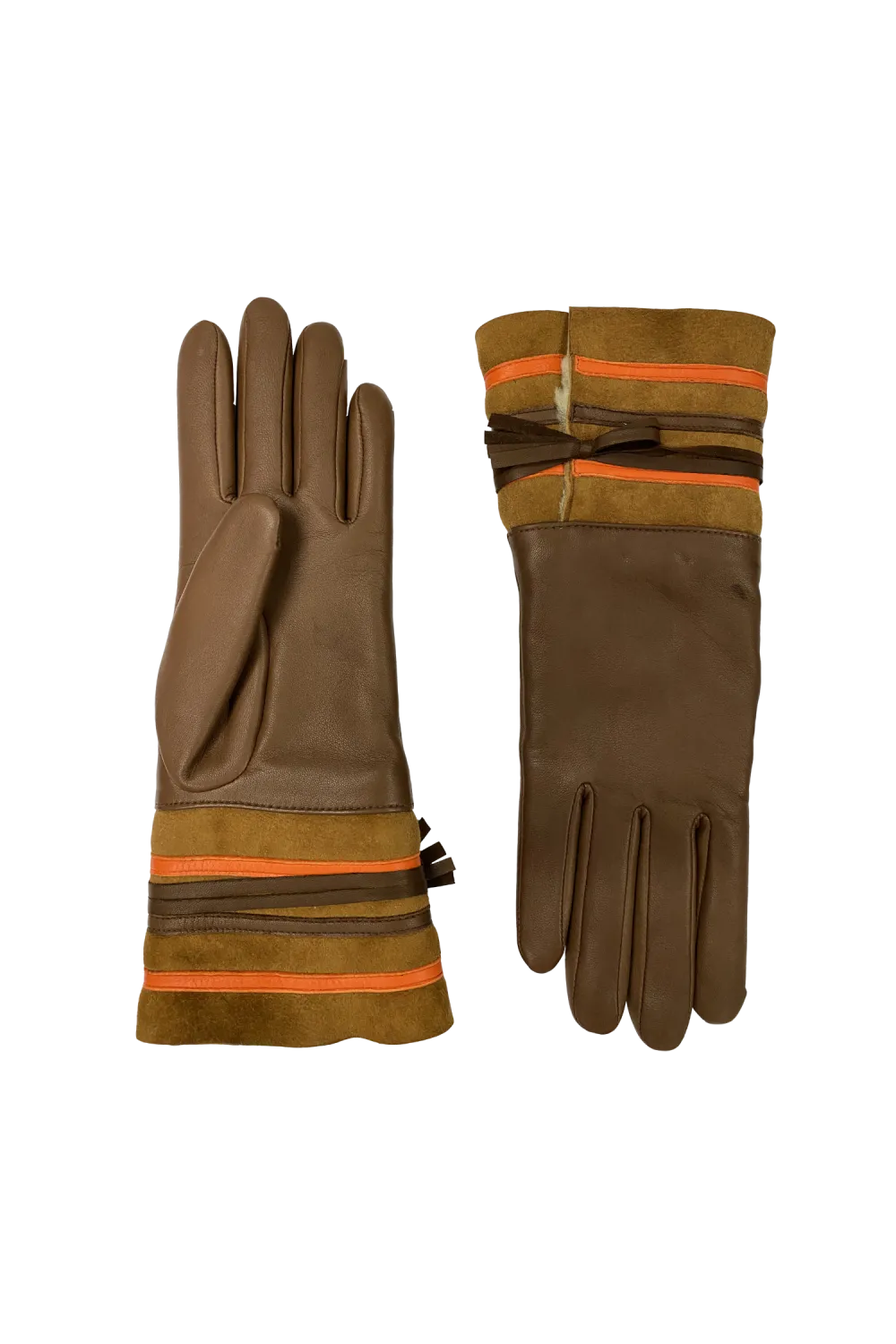 Belino gants en cuir doublé cachemire Marron BELINO/C100