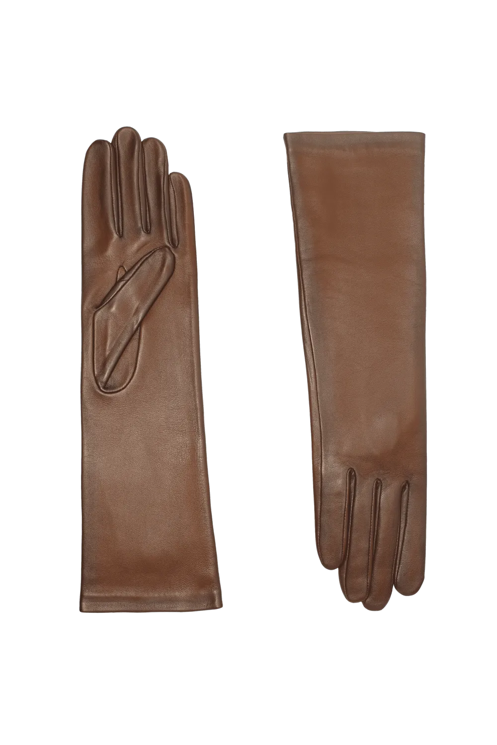 Célia gants en cuir doublés soie Marron CELIA/S