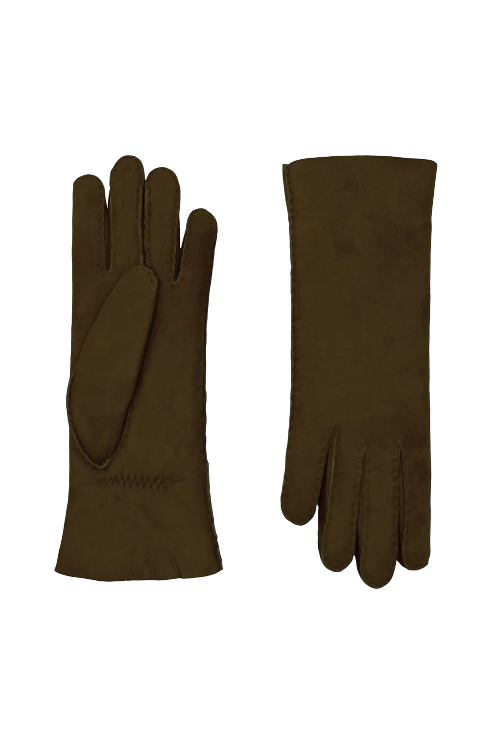 Denise gants en cuir peau lainée Marron DENISE