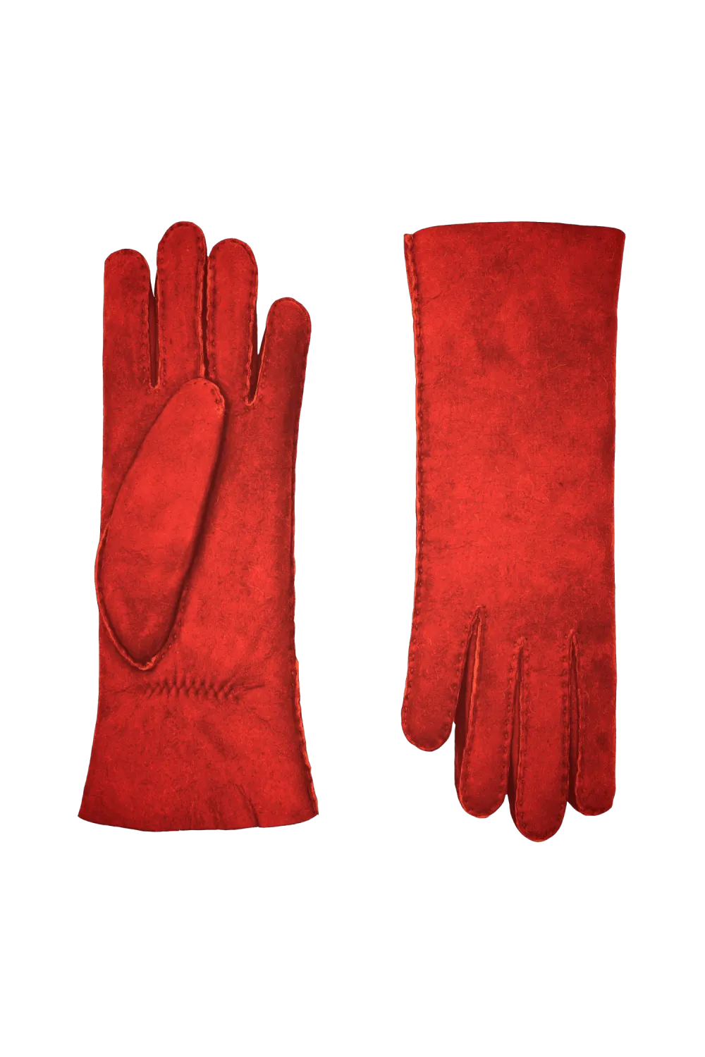 Denise gants en cuir peau lainée Rouge DENISE
