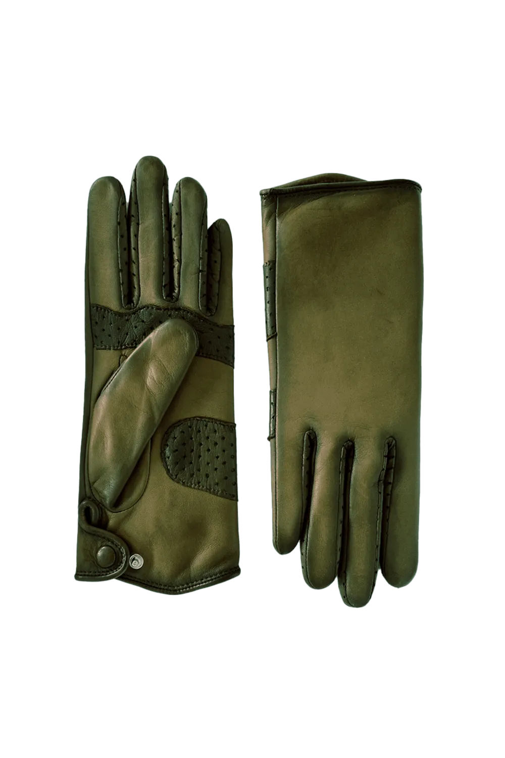 Amal gants en cuir doublés soie Kaki AMAL/S