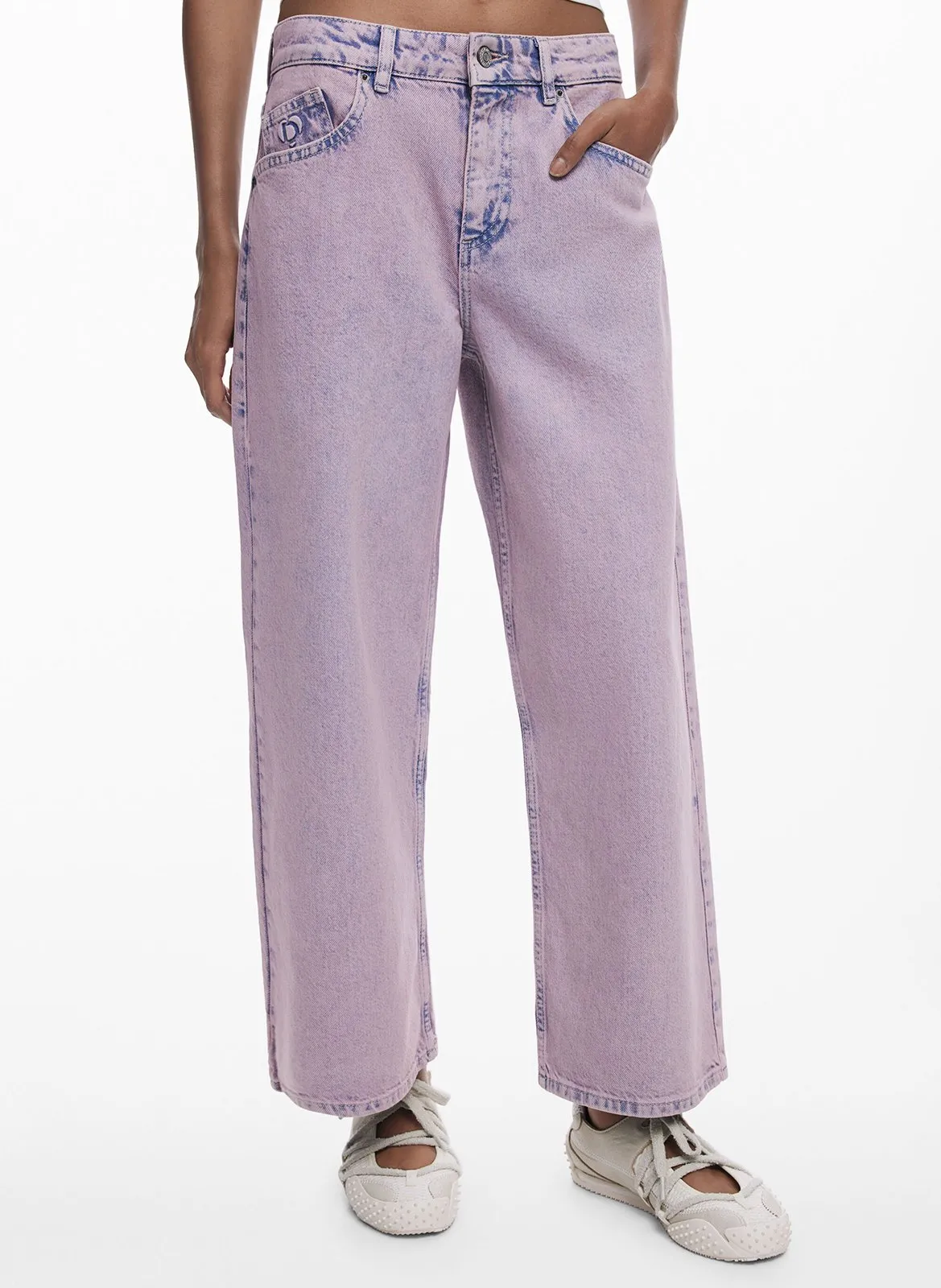 Jean large en coton Rouge