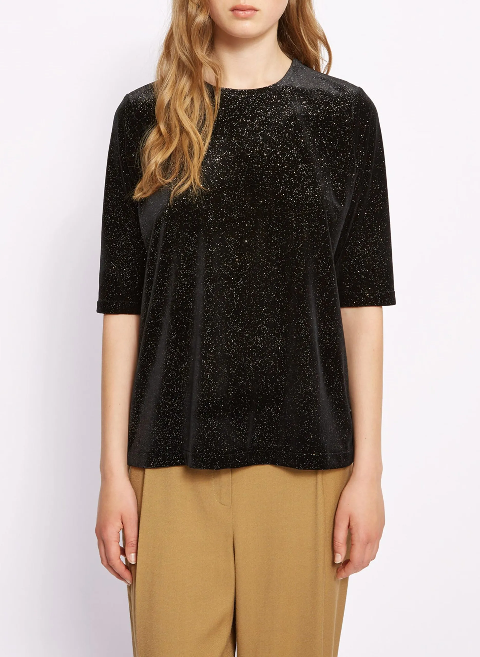 Tee-shirt col rond pailleté Noir MARTIAL