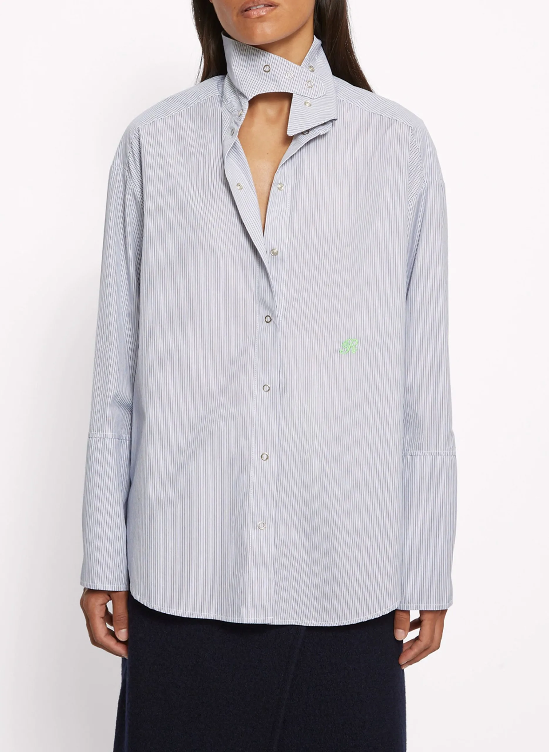 Chemise col classique en coton Bleu ALLY