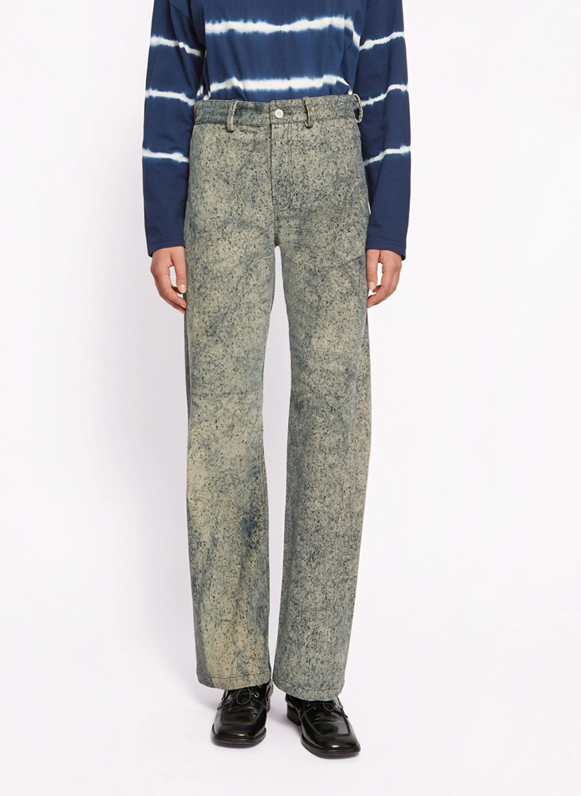 Pantalon droit imprimé en velours côtelé Bleu WARD